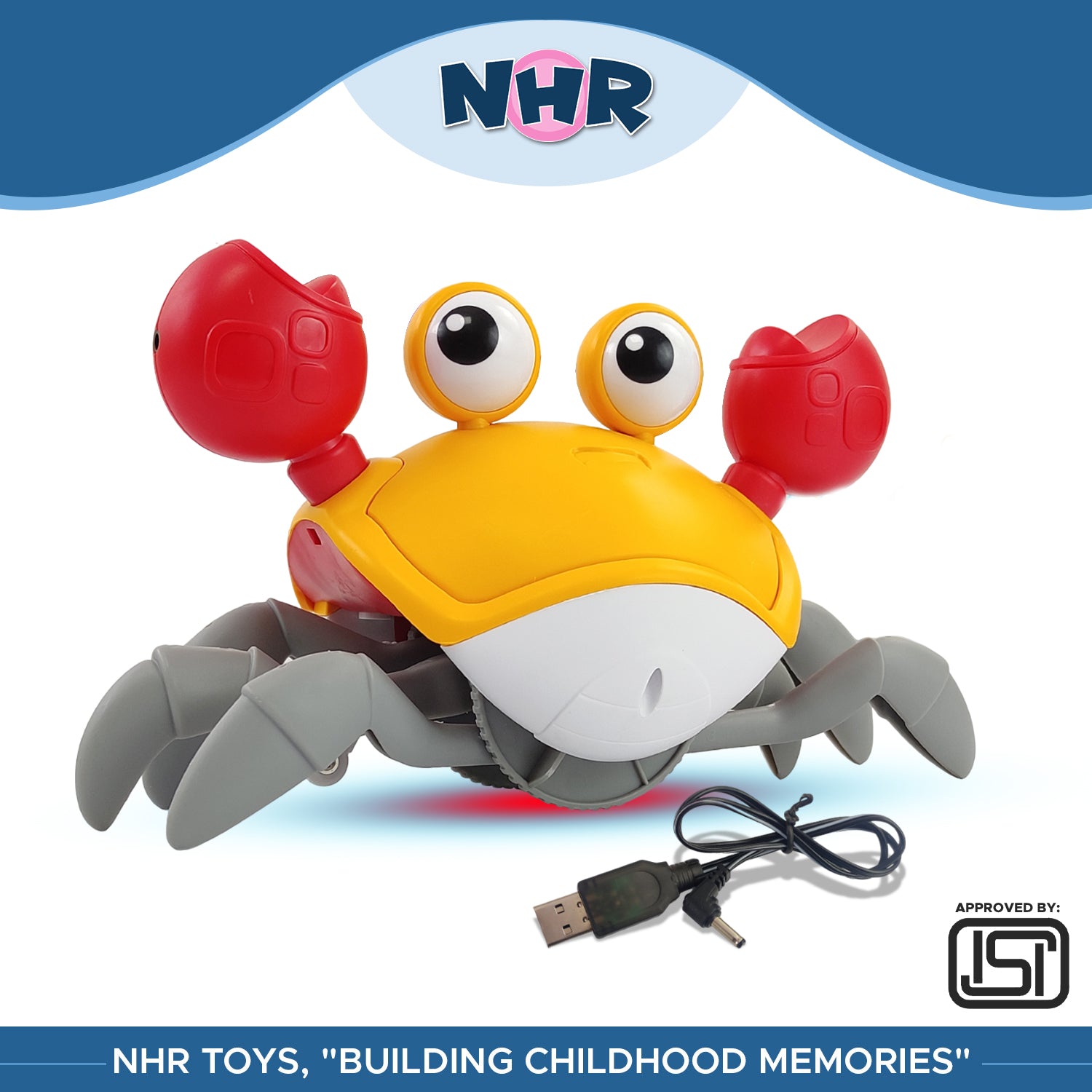 NHR Crawling Crab Baby Musical Kids Toy with LED Lights & Rechargeable Battery | Interactive Early Learning and Entertainment Toys for Kids Toddlers & Infants(Blue)