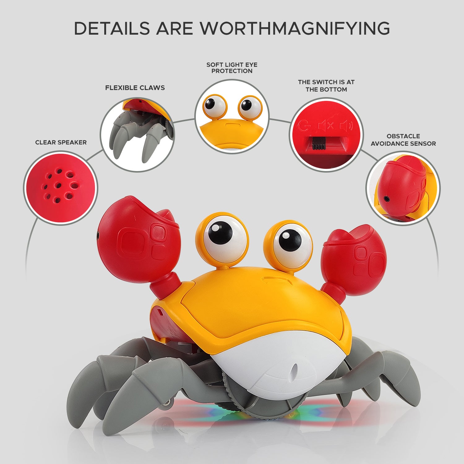 NHR Crawling Crab Baby Musical Kids Toy with LED Lights & Rechargeable Battery | Interactive Early Learning and Entertainment Toys for Kids Toddlers & Infants(Blue)