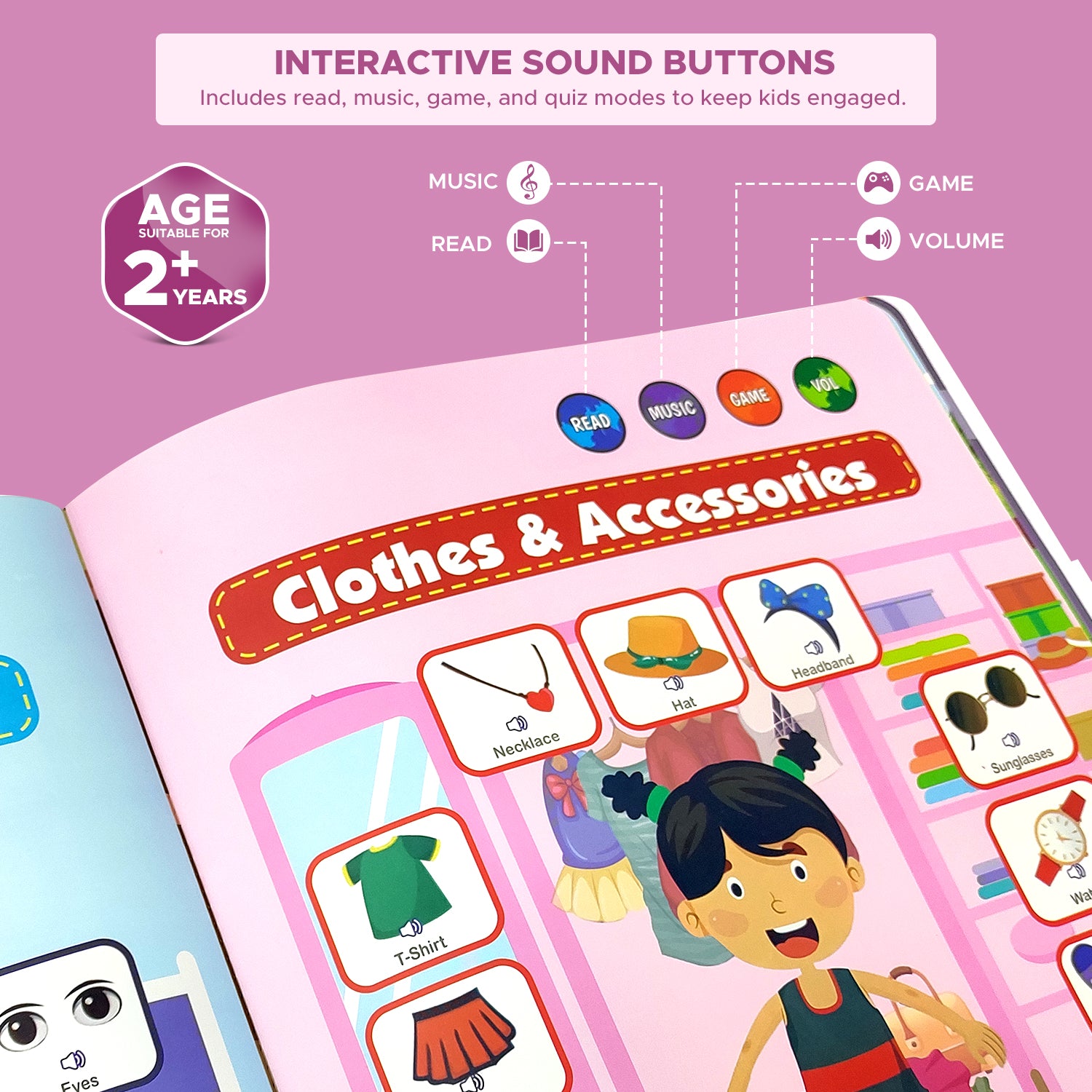 NHR Learn & Play Interactive Musical English Educational Learning Book for 2 Year+ (Multicolor)