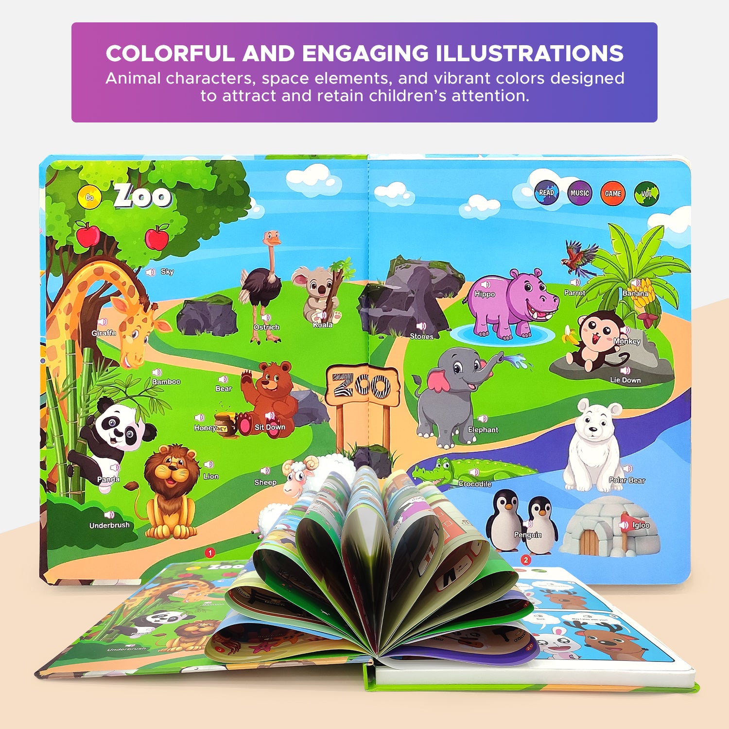 NHR Learn & Play Interactive Musical English Educational Learning Book for 2 Year+ (Multicolor)