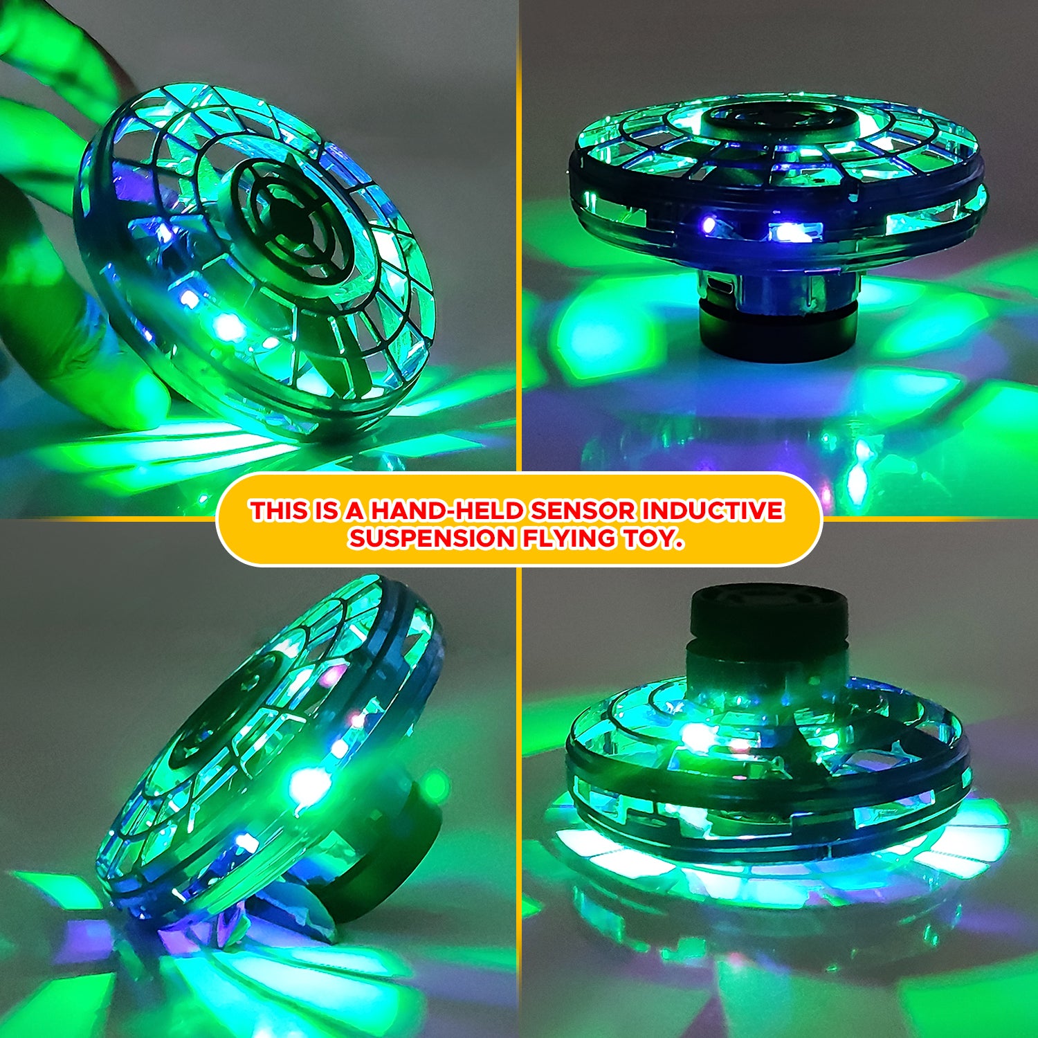 NHR Fingertip Upgrade Flight Gyro Flying Spinner Decompression Toy for Kids and Adults Hand Operated Fly Spinner Drone Led Light USB Rechargeable (Multicolor)