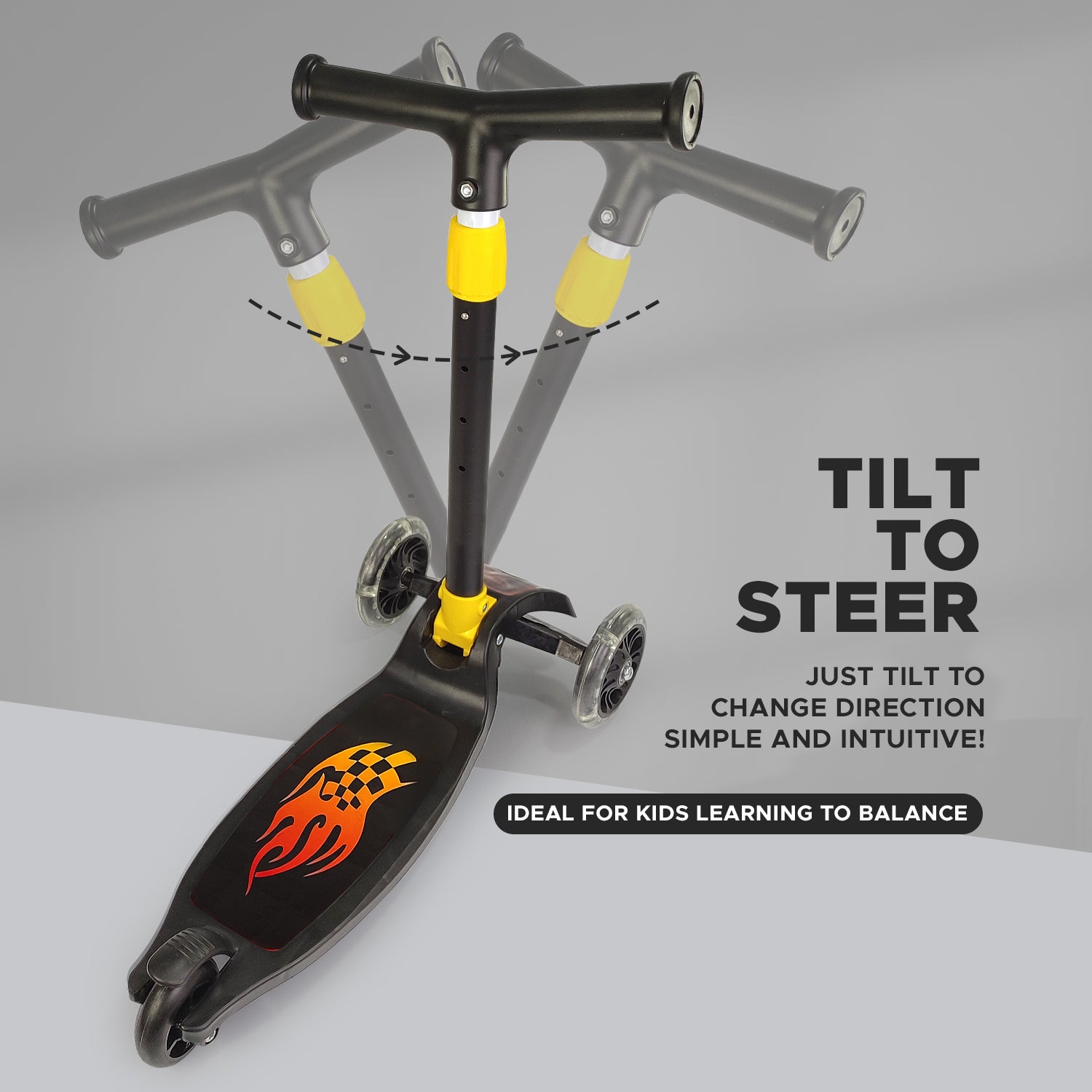 NHR 4 Level Adjustable Height Smart Kick Scooter With LED Light Up Wheels | Foldable Scooter With PU Wheelsand Brakes | Kick Scooter For Kids 2+ Year