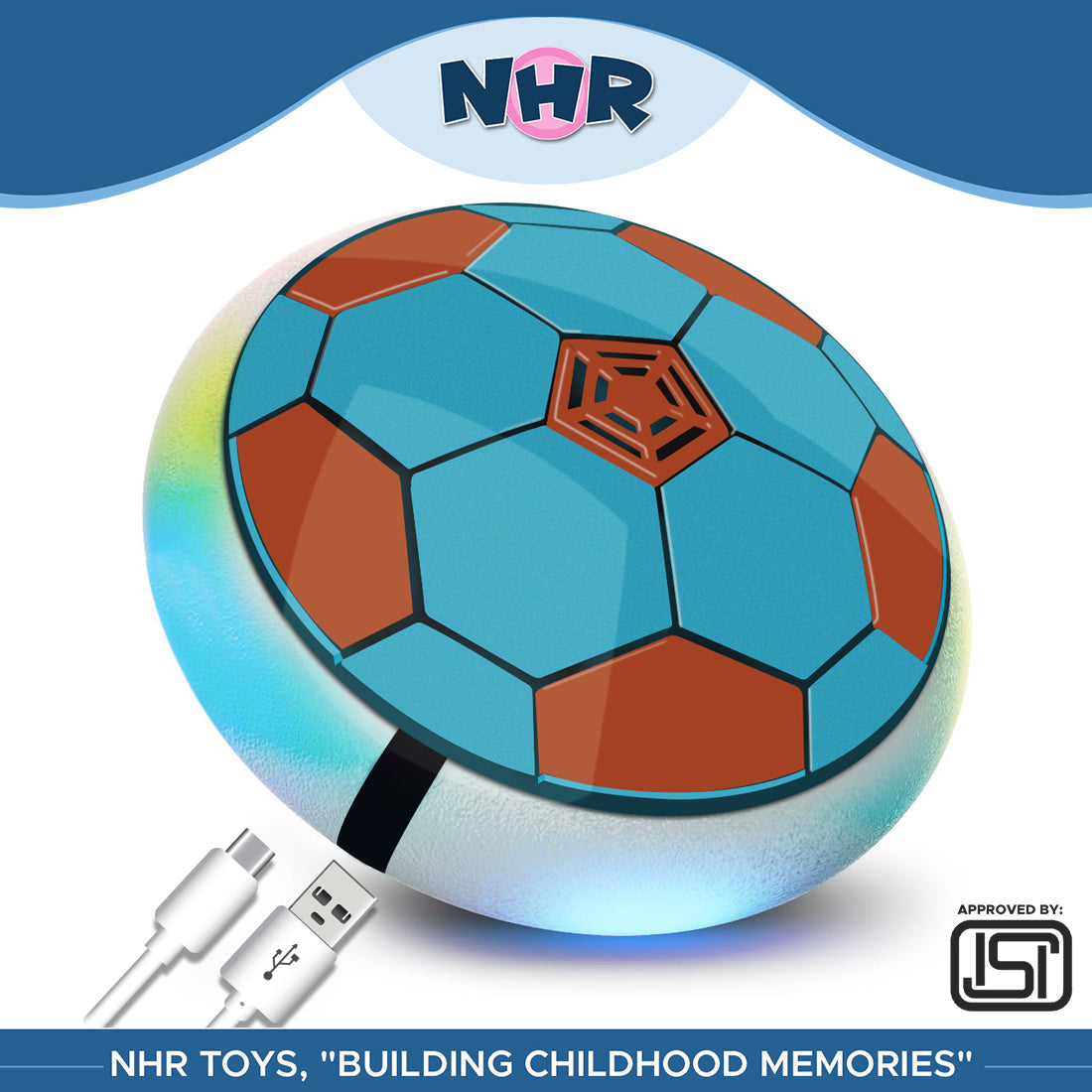 NHR_USB Rechargeable Battery Powered Hover Football Indoor Electric Floating Hover Ball | Soccer | Smart Air Football | Fun Game for Kids Toys for Boys and Girls Birthday Gift(Blue)