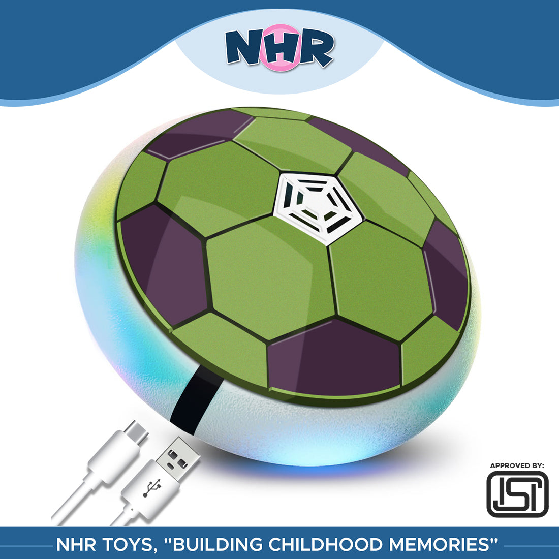 NHR_USB Rechargeable Battery Powered Hover Football Indoor Electric Floating Hover Ball | Soccer | Smart Air Football | Fun Game for Kids Toys for Boys and Girls Birthday Gift(Blue)