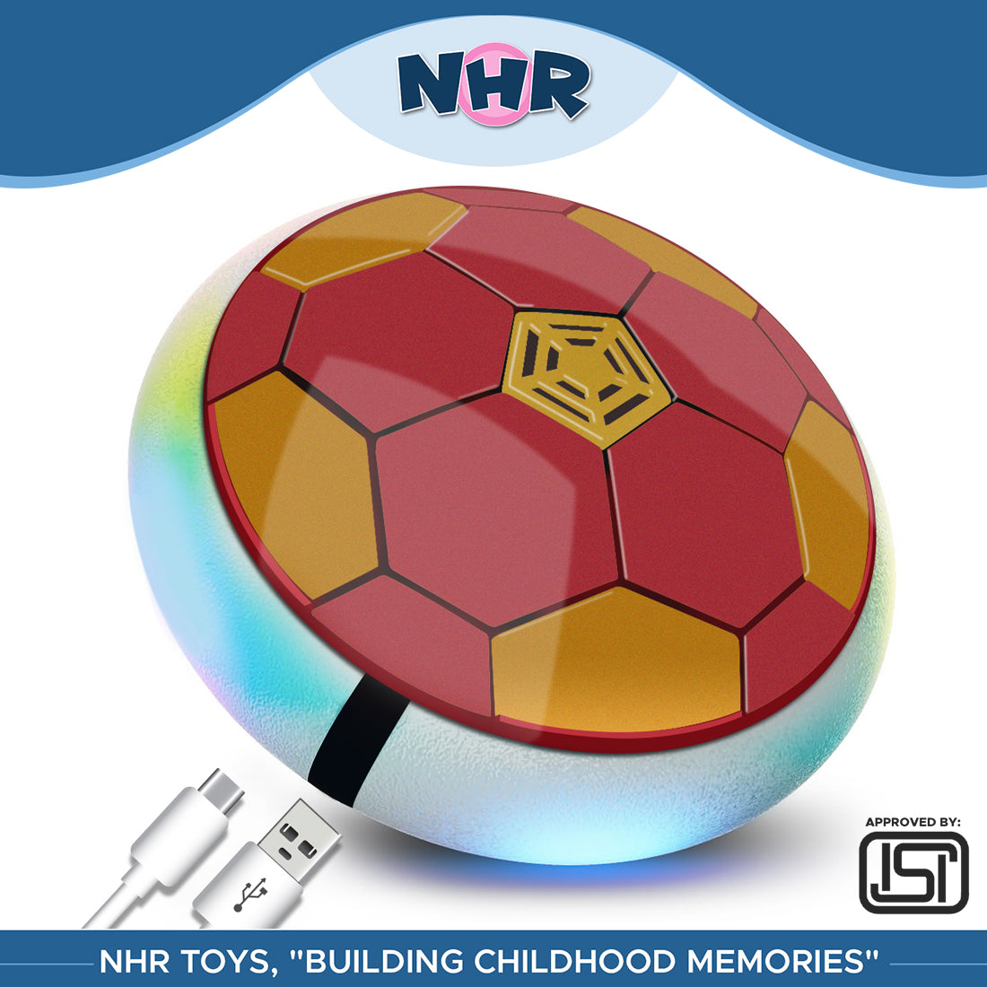 NHR_USB Rechargeable Battery Powered Hover Football Indoor Electric Floating Hover Ball | Soccer | Smart Air Football | Fun Game for Kids Toys for Boys and Girls Birthday Gift(Blue)