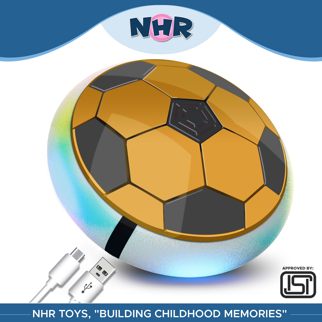 NHR_USB Rechargeable Battery Powered Hover Football Indoor Electric Floating Hover Ball | Soccer | Smart Air Football | Fun Game for Kids Toys for Boys and Girls Birthday Gift(Blue)