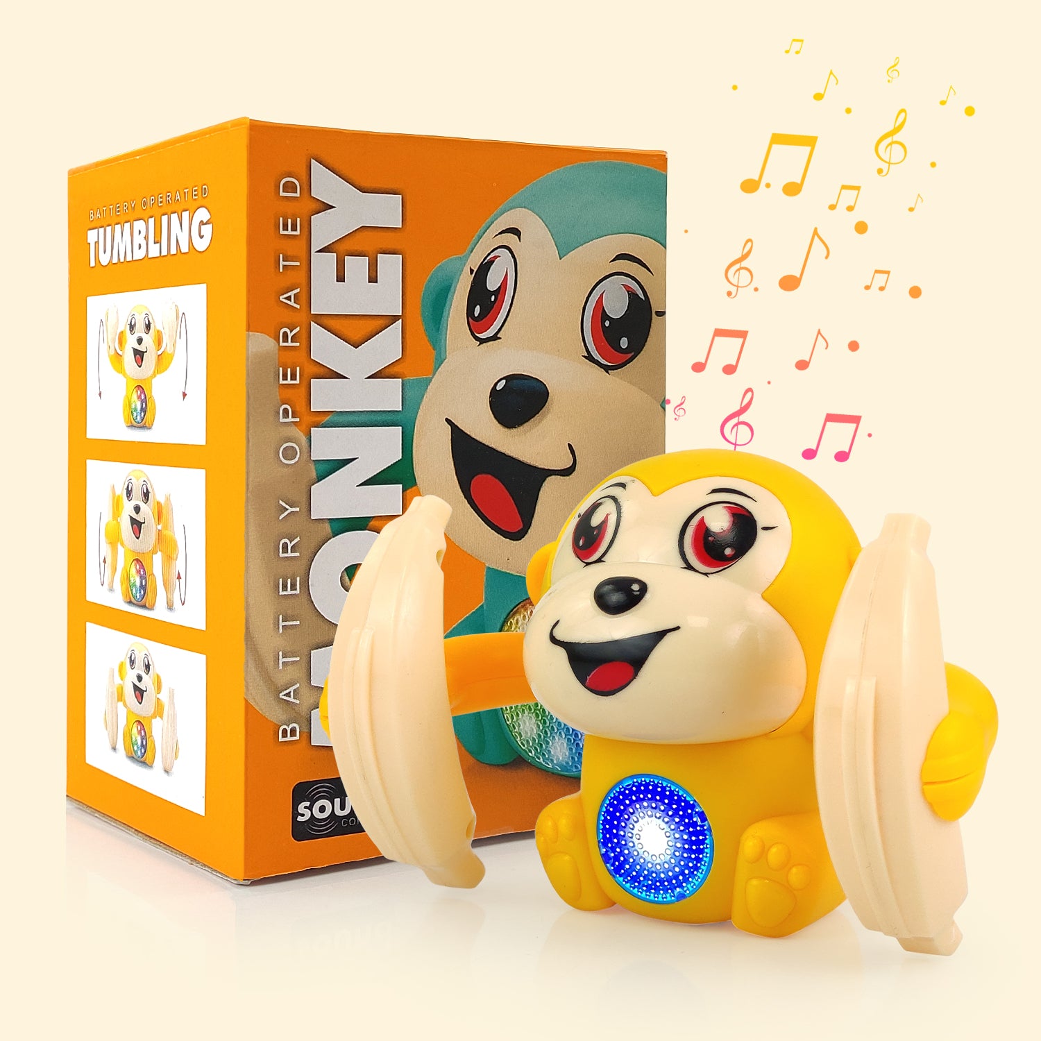 NHR Dancing and Spinning Tumble Monkey Toy with Light and Music Sound Control (Assorted Design & Color)