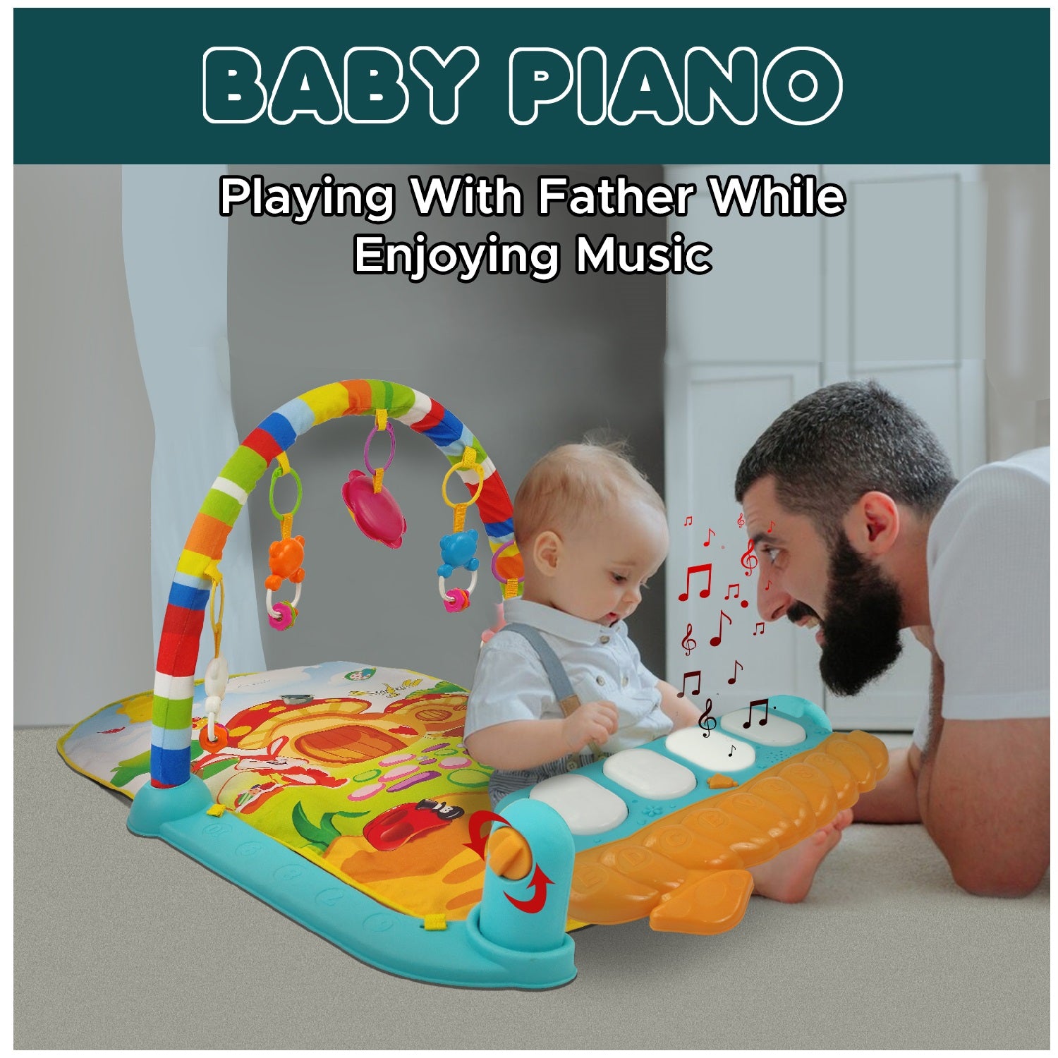 NHR Kick & Play Musical Keyboard Mat Piano, Baby Play Mat Gym & Fitness Rack