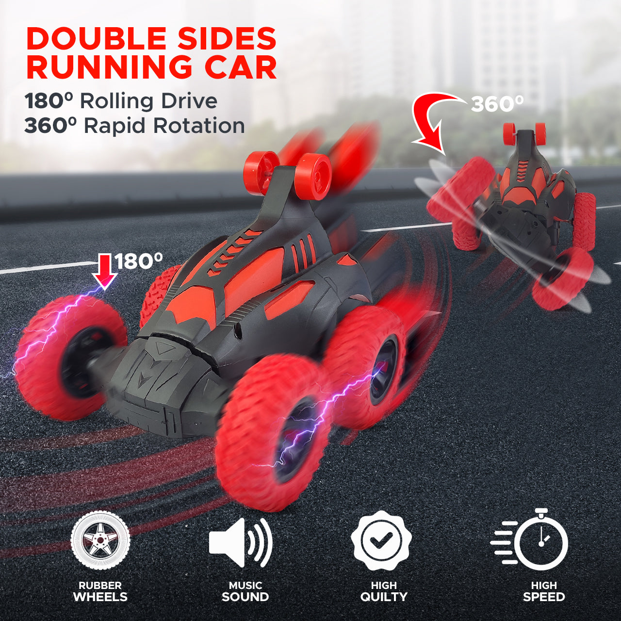 NHR High Performance 360° Twisting Rechargeable Remote Control Stunt Car For Kids 3+ Years