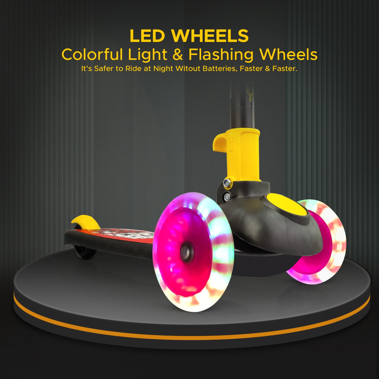 NHR Smart Kick Scooter, Adjustable Height with LED Wheels (Choose Any Color)