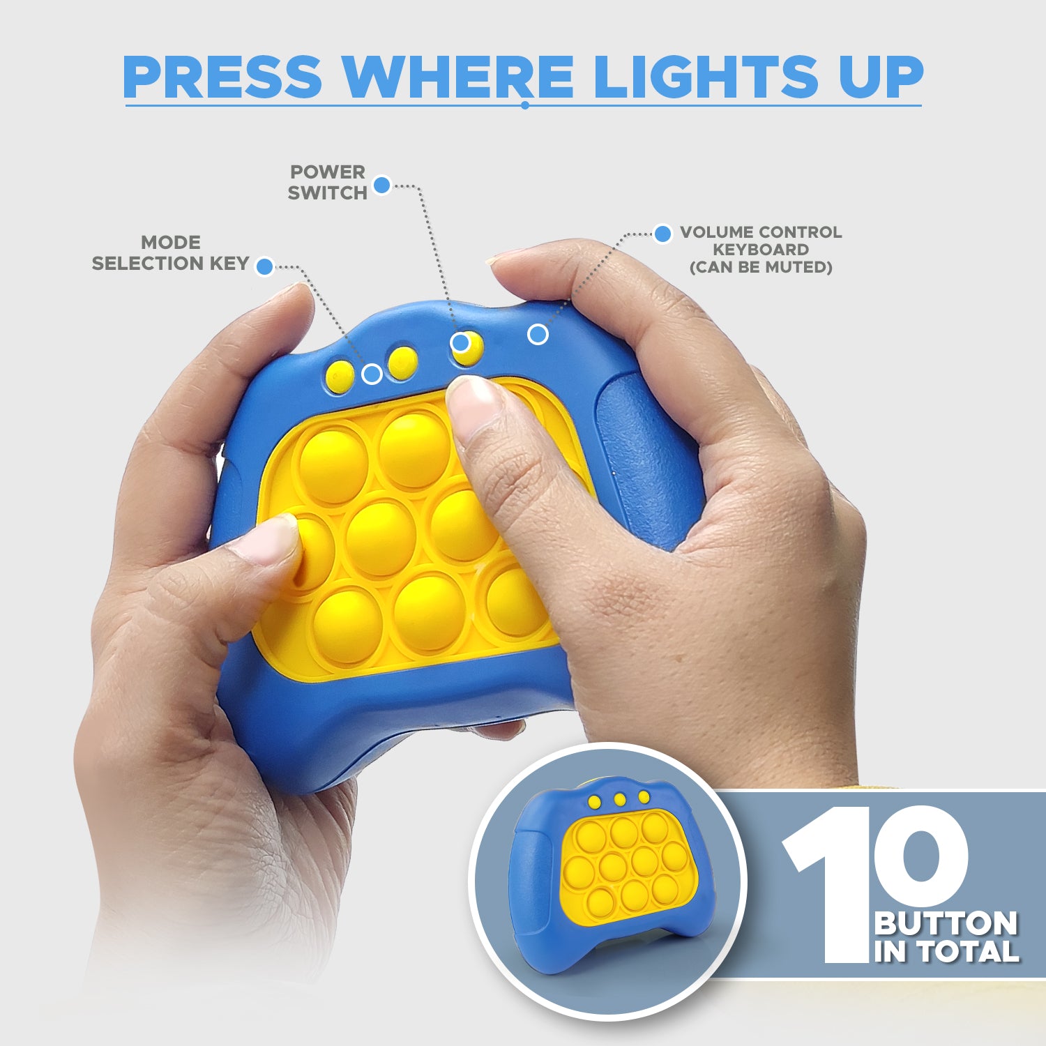 NHR Fast Push Pop It Game Toy with Light & Sound for Kids (choose any colour)