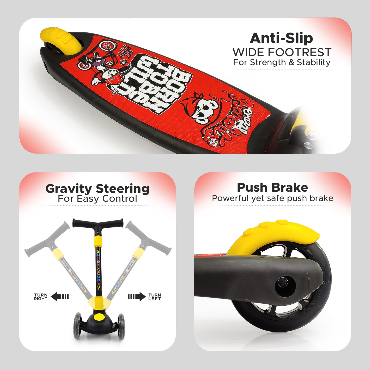 NHR Smart Kick Scooter, Adjustable Height with LED Wheels (Choose Any Color)