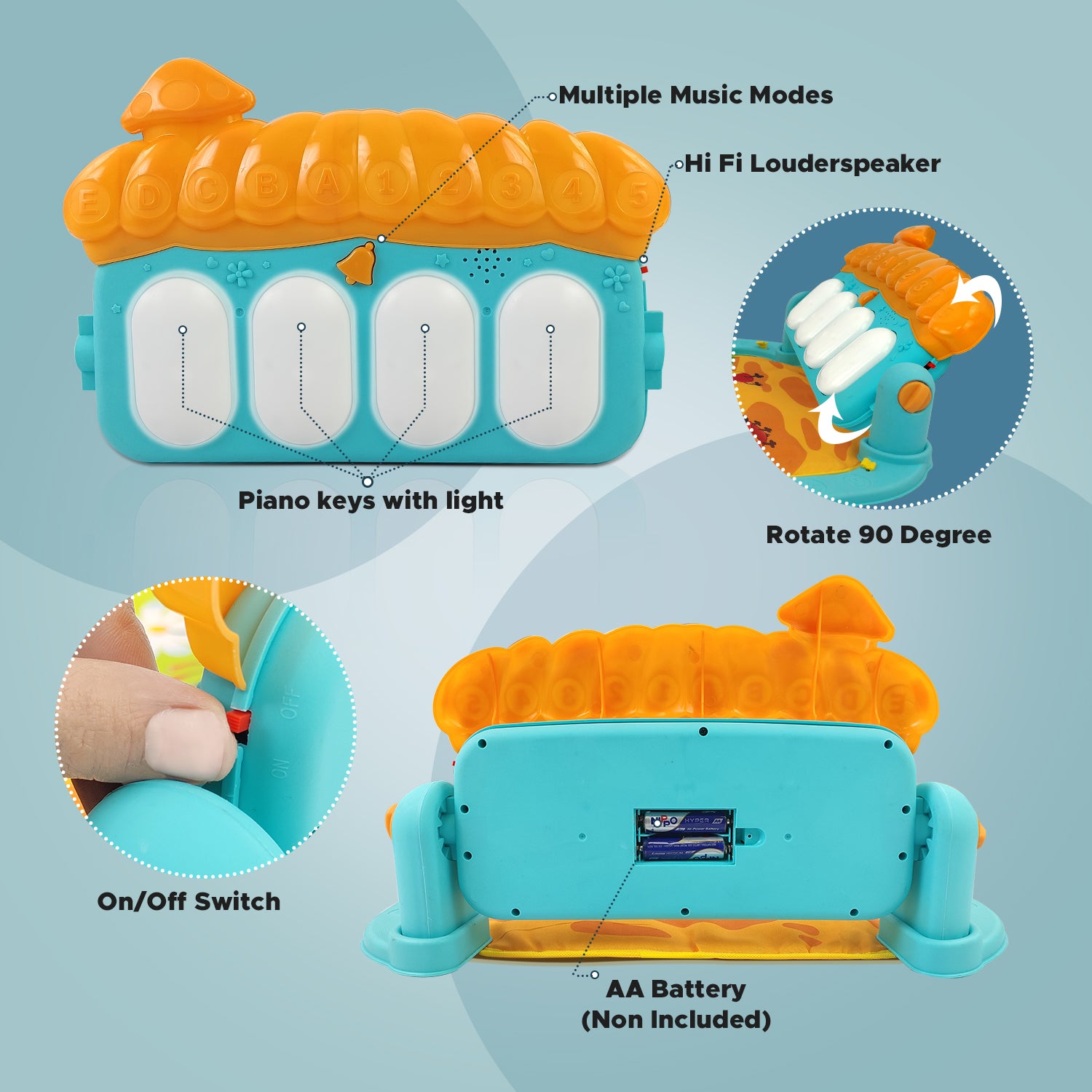 NHR Kick & Play Musical Keyboard Mat Piano, Baby Play Mat Gym & Fitness Rack