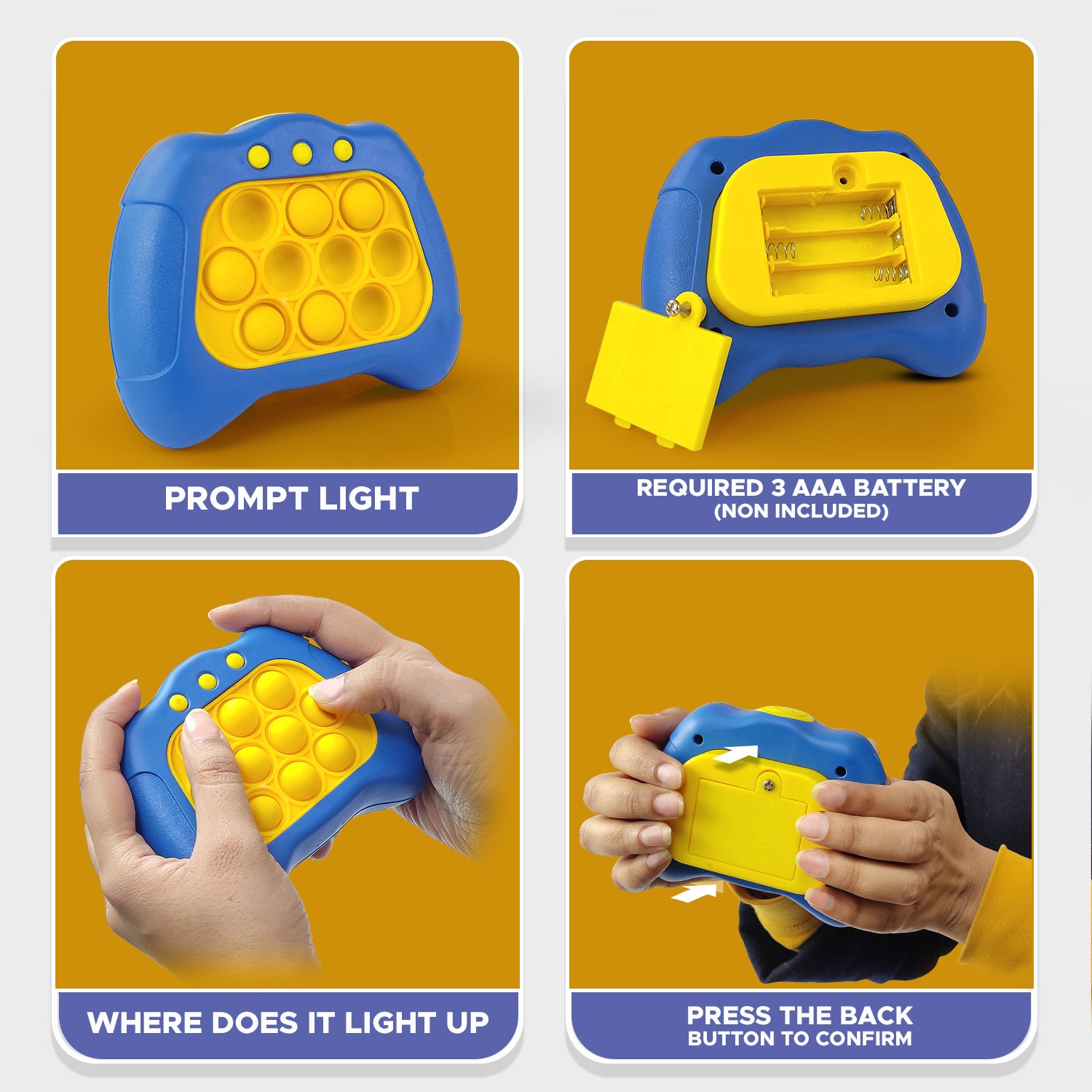 NHR Fast Push Pop It Game Toy with Light & Sound for Kids (choose any colour)