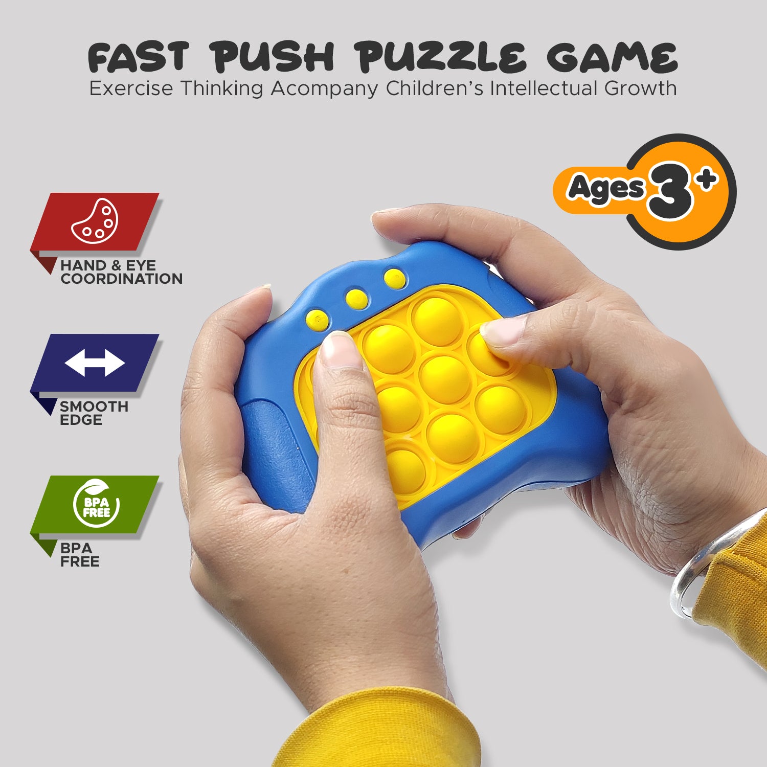 NHR Fast Push Pop It Game Toy with Light & Sound for Kids (choose any colour)