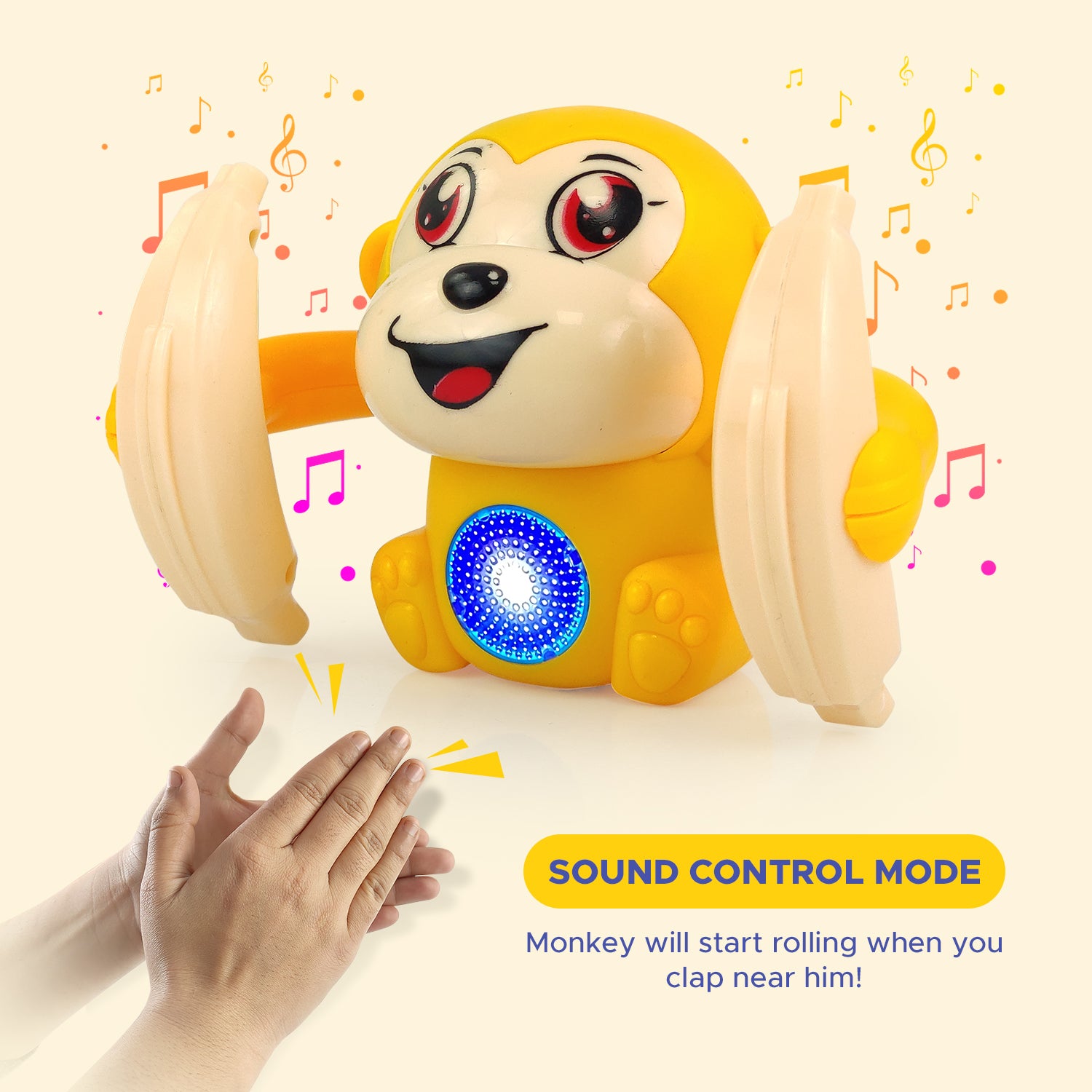 NHR Dancing and Spinning Tumble Monkey Toy with Light and Music Sound Control (Assorted Design & Color)