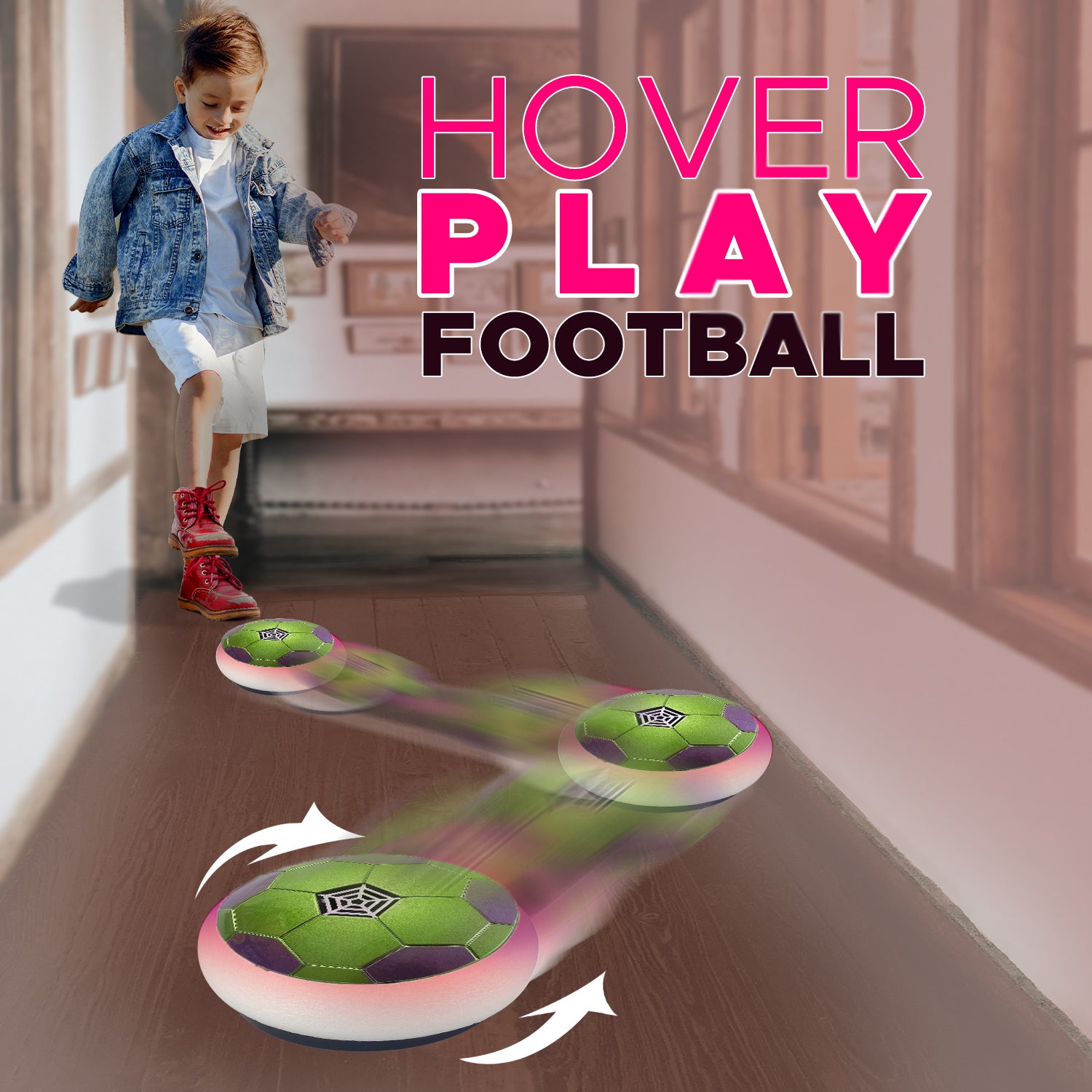 NHR_USB Rechargeable Battery Powered Hover Football Indoor Electric Floating Hover Ball | Soccer | Smart Air Football | Fun Game for Kids Toys for Boys and Girls Birthday Gift(Blue)