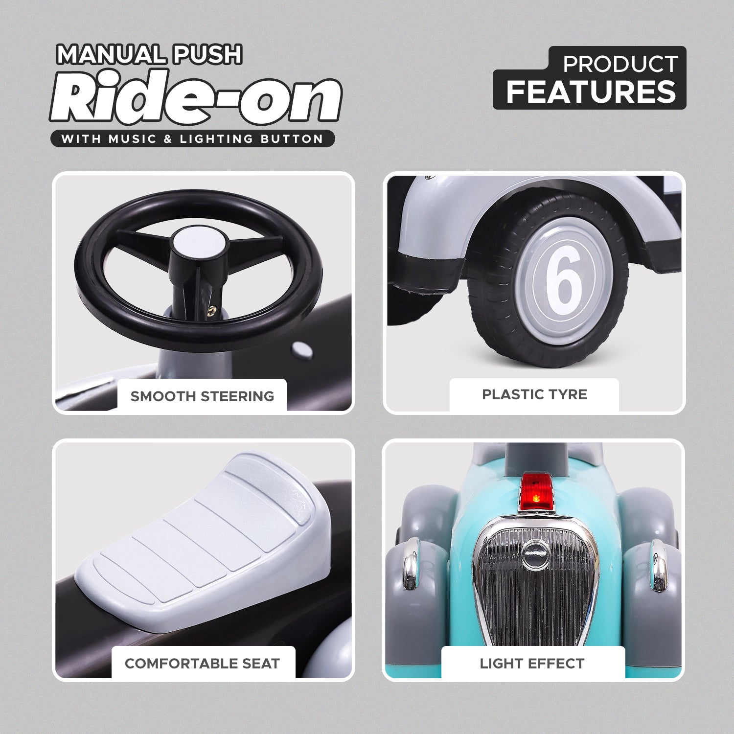 NHR Ride On Car for Kids With Music & Horn Steering | Push Car for Toddlers | Ride on for Kids 1+ Years