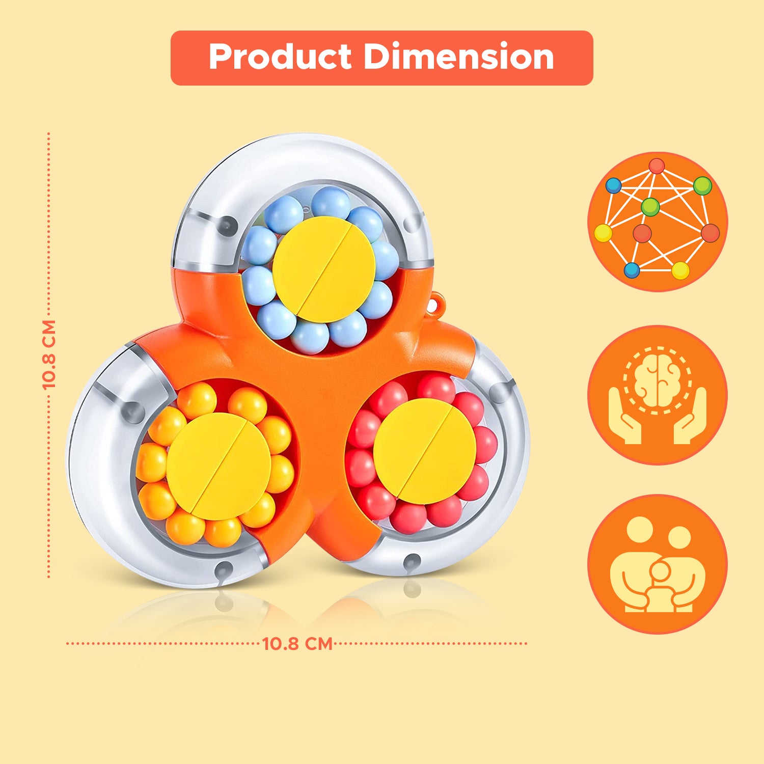 NHR Rotating Magic Bean Toys Decompression Rotating Small Beads Magic Cube Toys for Kids Puzzle Educational Toys for 3 Years Old (Random Color)