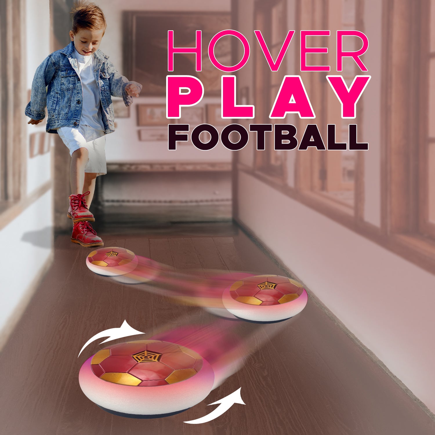 NHR_USB Rechargeable Battery Powered Hover Football Indoor Electric Floating Hover Ball | Soccer | Smart Air Football | Fun Game for Kids Toys for Boys and Girls Birthday Gift(Blue)