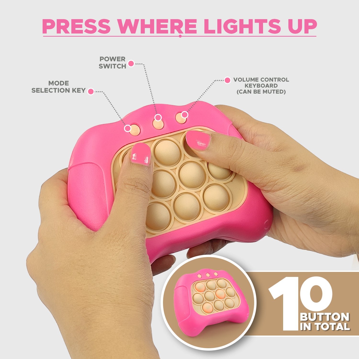 NHR Fast Push Pop It Game Toy with Light & Sound for Kids (choose any colour)