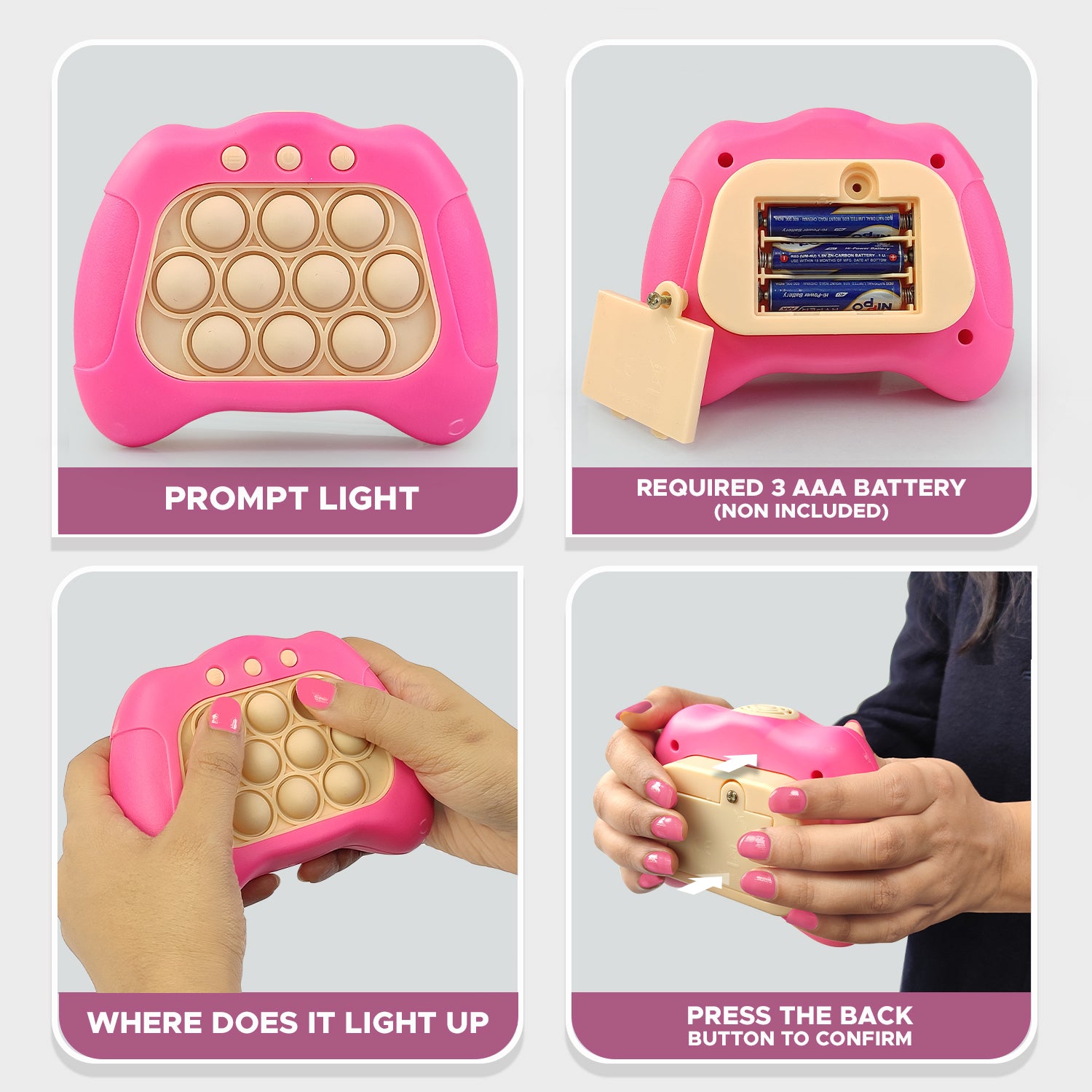 NHR Fast Push Pop It Game Toy with Light & Sound for Kids (choose any colour)