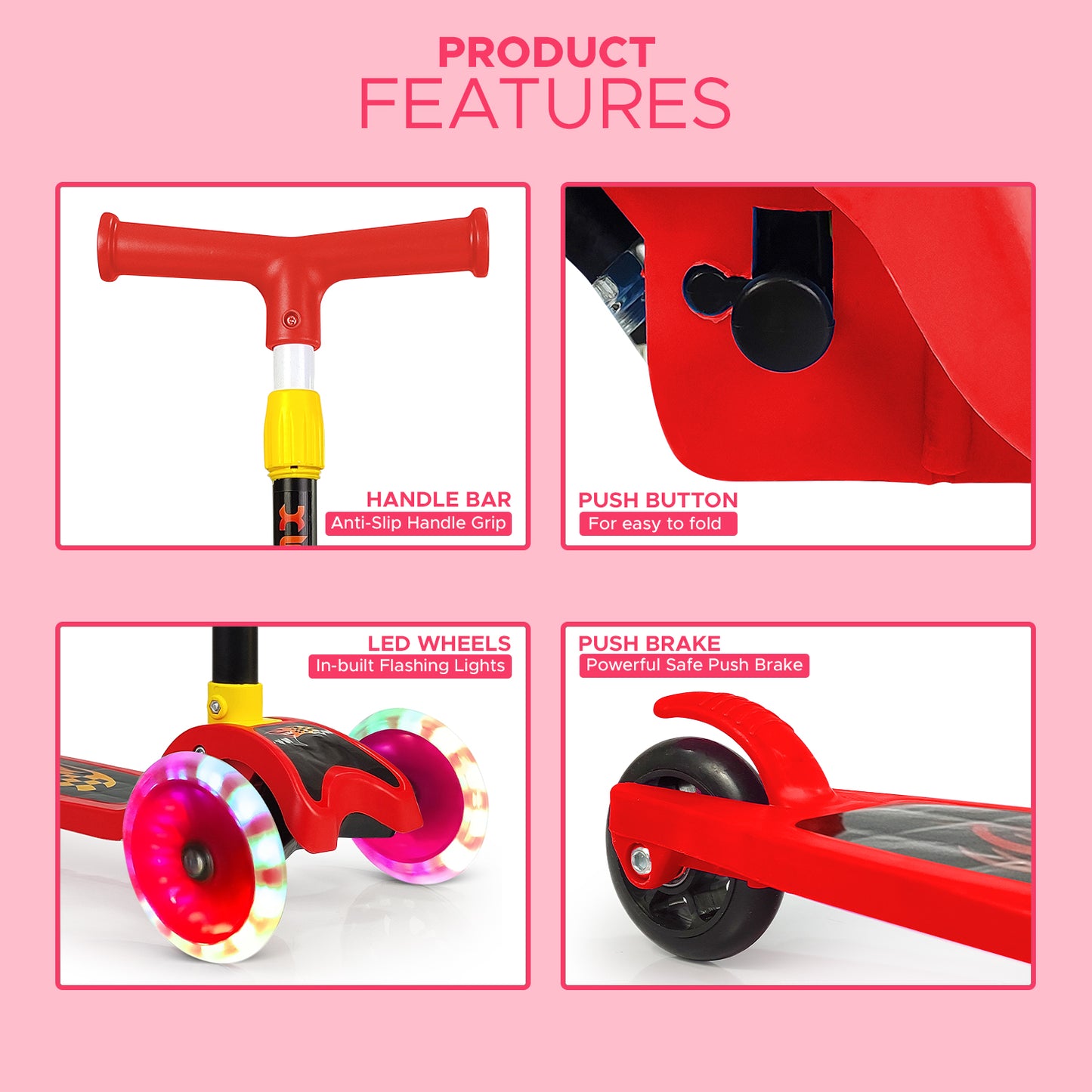 Fun Nation 4 Level Adjustable Height Smart Kick Scooter With LED Light Up Wheels - product image 9 | Fun Nation