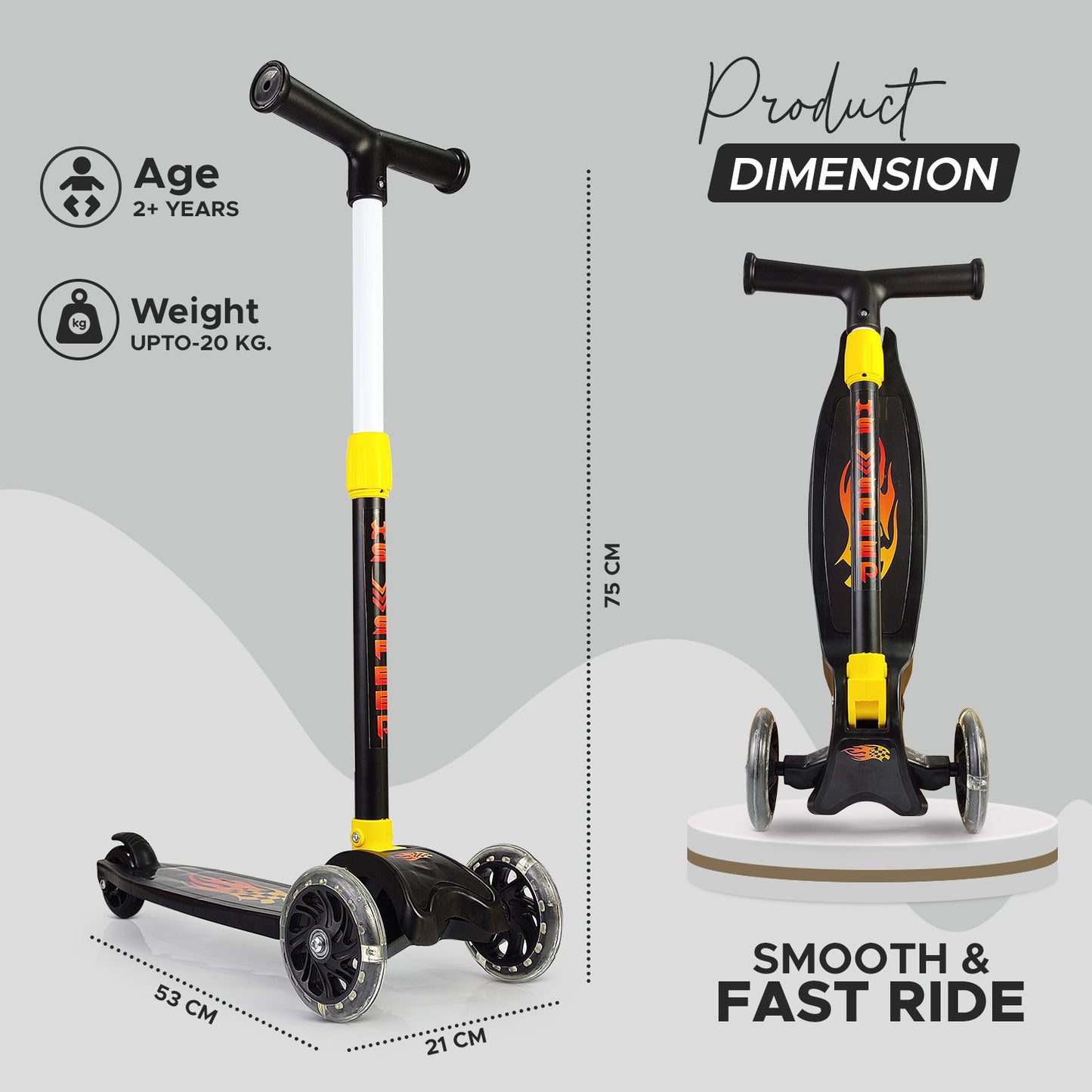 Fun Nation 4 Level Adjustable Height Smart Kick Scooter With LED Light Up Wheels - product image 4 | Fun Nation