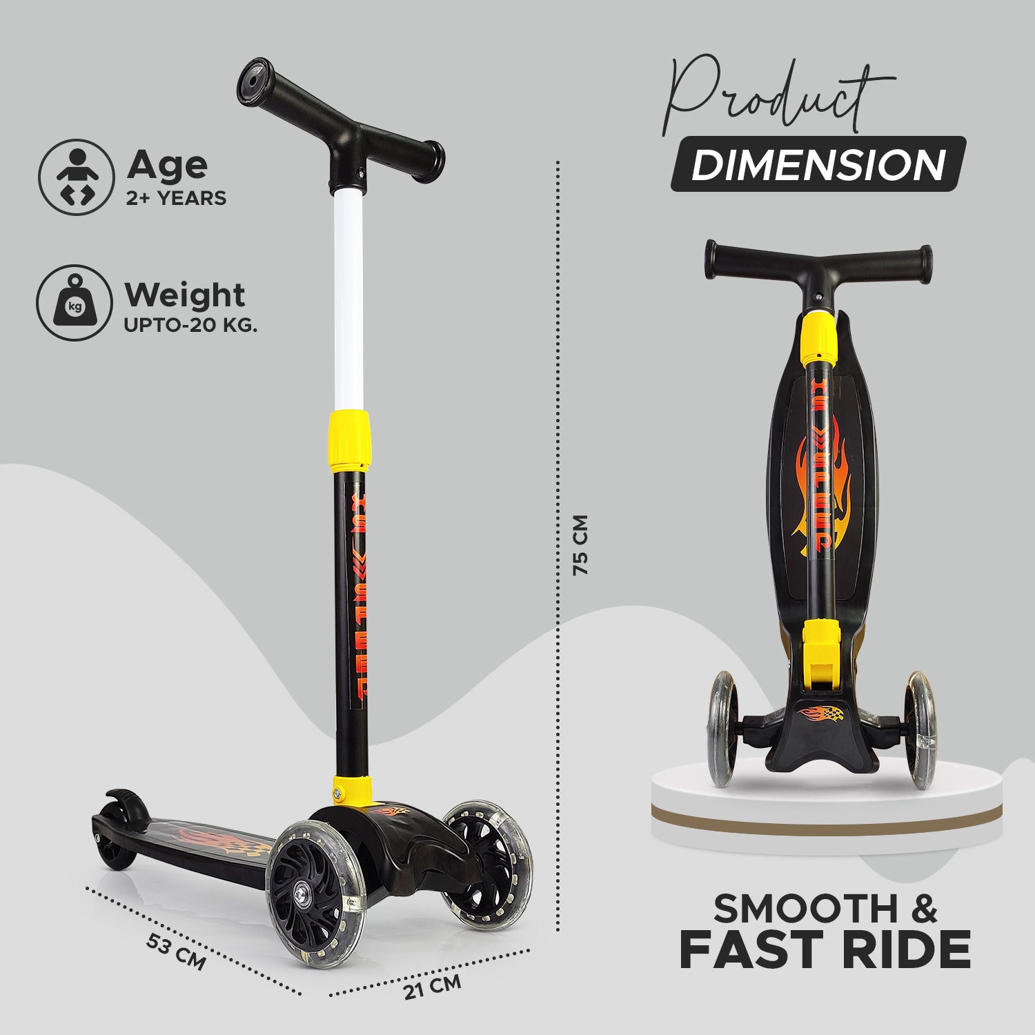 Fun Nation 4 Level Adjustable Height Smart Kick Scooter With LED Light Up Wheels - product image 4 | Fun Nation
