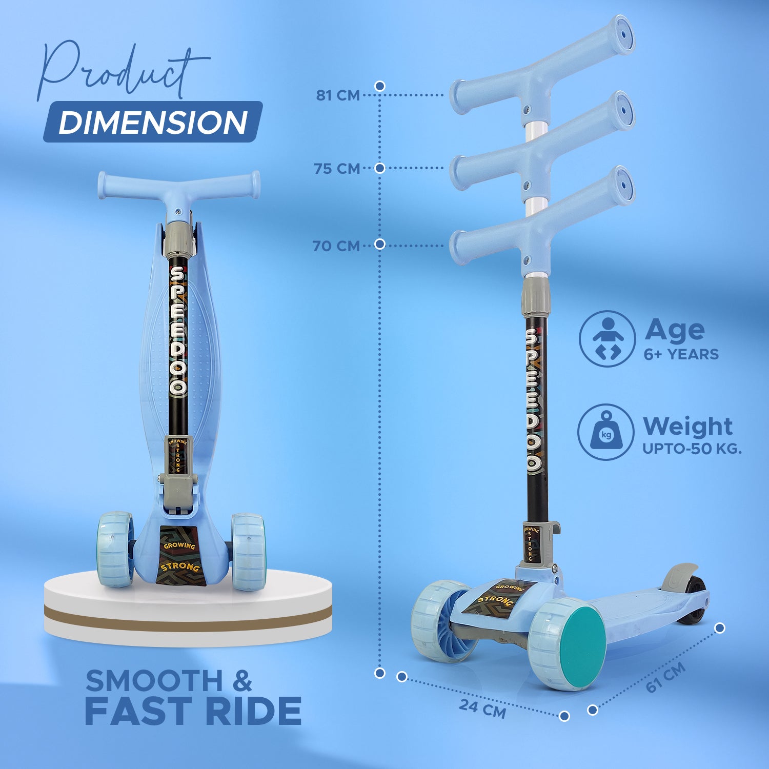 Fun Nation Foldable and Adjustable Height Smart Scooter With Deck Plate and Brakes f… - product image 3 | Fun Nation
