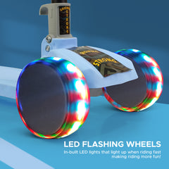 NHR 3 Leval Adjustable Height Smart Kick Scooter With LED Light Up Wheels | Foldable Scooter With Non Slip Deck Plate & Brakes | Kick Scooter For Kids 6+ Year