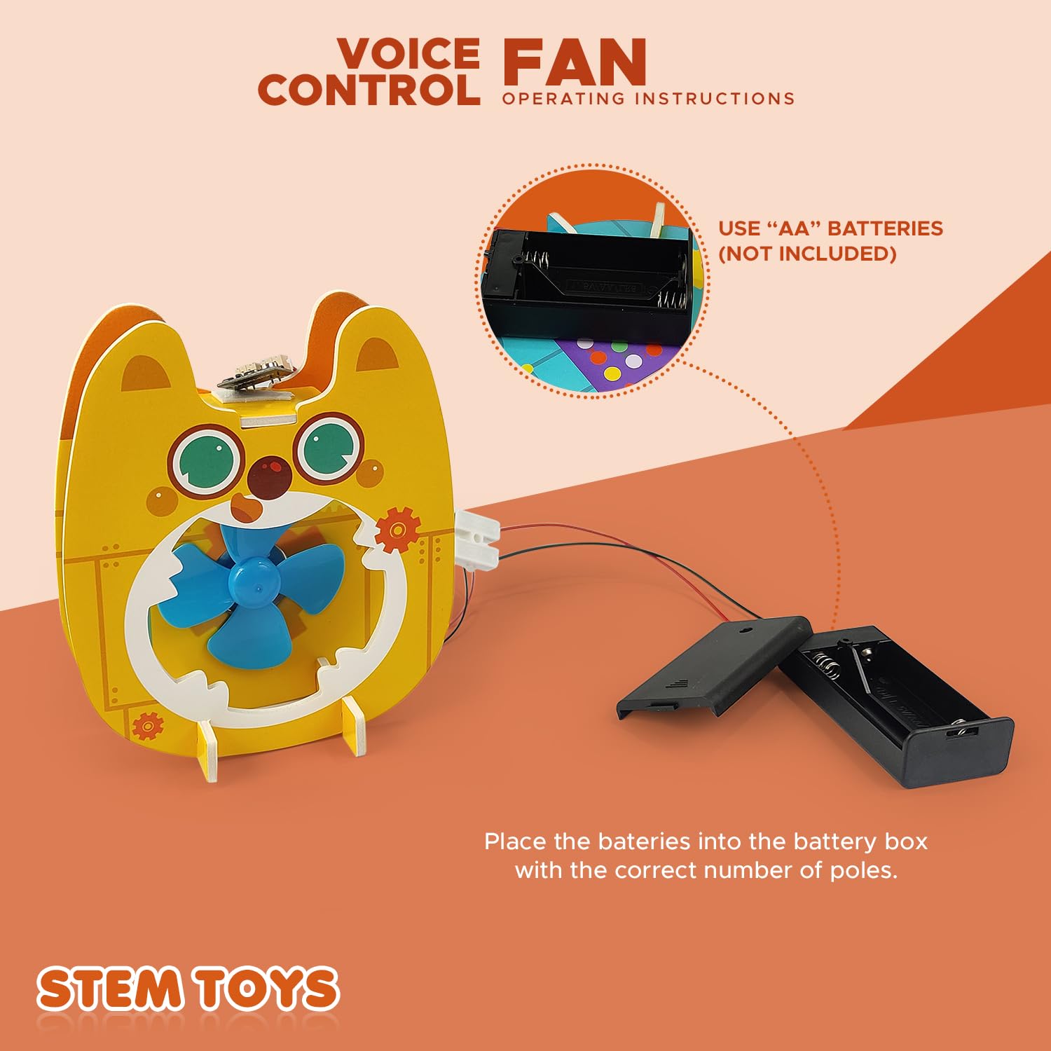 FUN NATION STEM Toy Kit Voice Control Fan for Kids, DIY Electric Science Project, Robotics Science Kit for Beginners, Coding & Motor Learning Toy 8+ Years