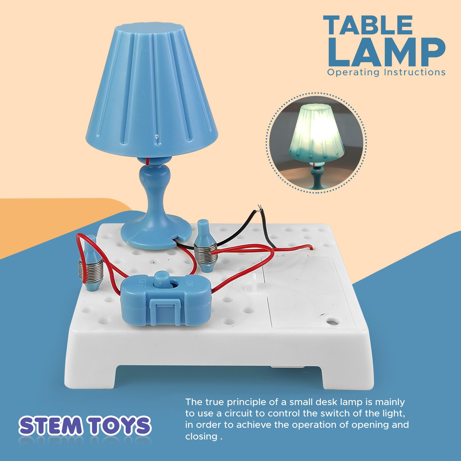 FUN NATION DIY Table Lamp STEM Toy Kit for Kids, Electric Circuit Science Project Learning Toy Educational Experiment Kit, Light Model Building Set Birthday Gift for Boys Girls 8+ Years
