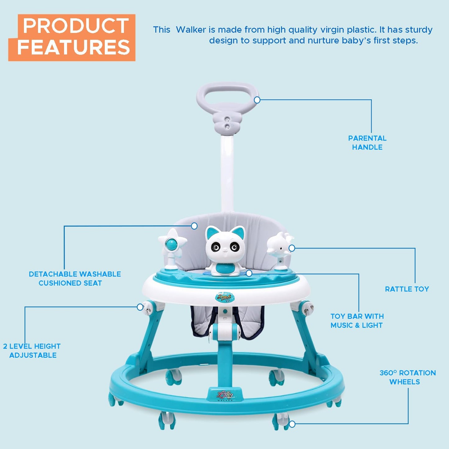 Dash Baby Walker with Music, Lights & Parent Handle - product image 10