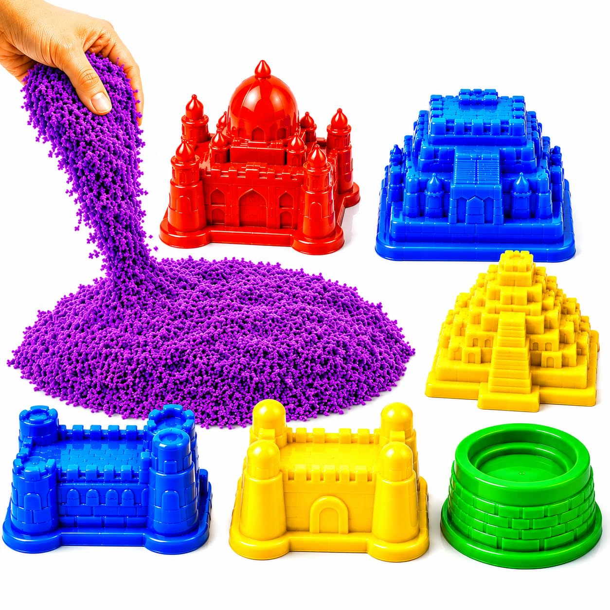 FUN NATION Kinetic Sand Art Kit | Non-Toxic Play Set with Castle Moulds | Summer Play hub Toys | Slime for Kids 3 to 10 Years | Birthday or Return Gift for Kids Age 6-10