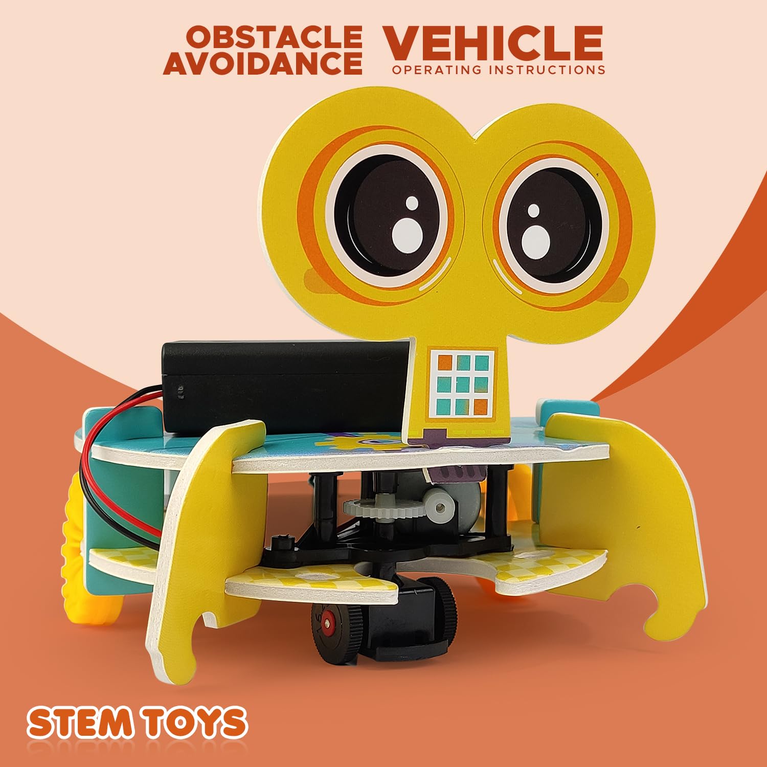 FUN NATION STEM Obstacle Avoidance Vehicle Toy Kit for Kids, DIY Electric Robot Car Science Project Robotics Kit for Beginners Coding Learning Toy Birthday Gift for Boys 8+ Years