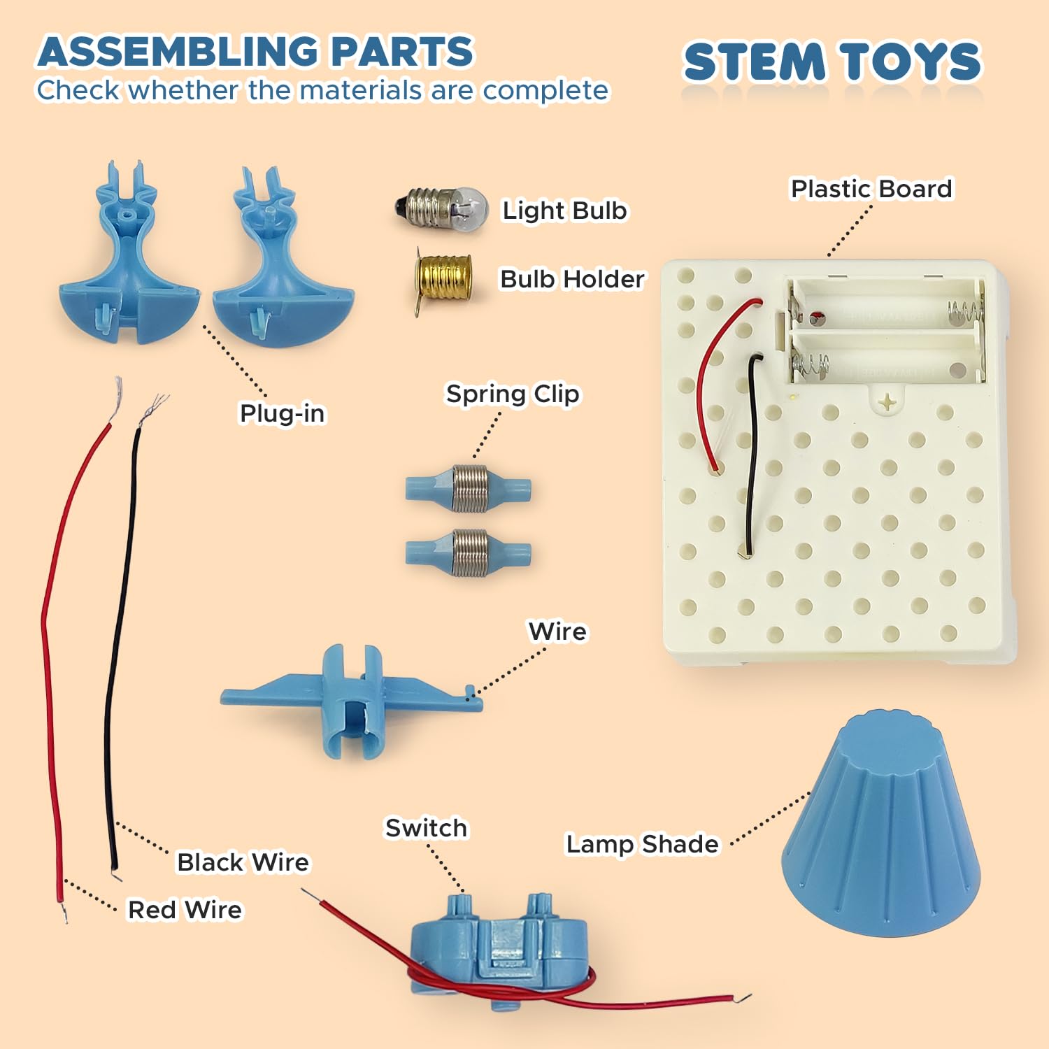 FUN NATION DIY Table Lamp STEM Toy Kit for Kids, Electric Circuit Science Project Learning Toy Educational Experiment Kit, Light Model Building Set Birthday Gift for Boys Girls 8+ Years
