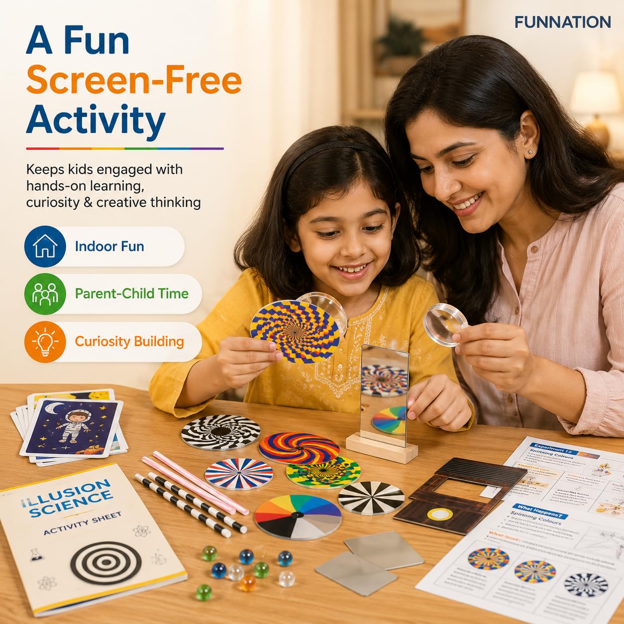 FUN NATION Illusion Science Kit for Kids (8+ Years) | Light & Color Experiment STEM Learning Toy | Toys for Boys 7-14 Years | Science Kit | Birthday Gift for Kids (Boys & Girls)