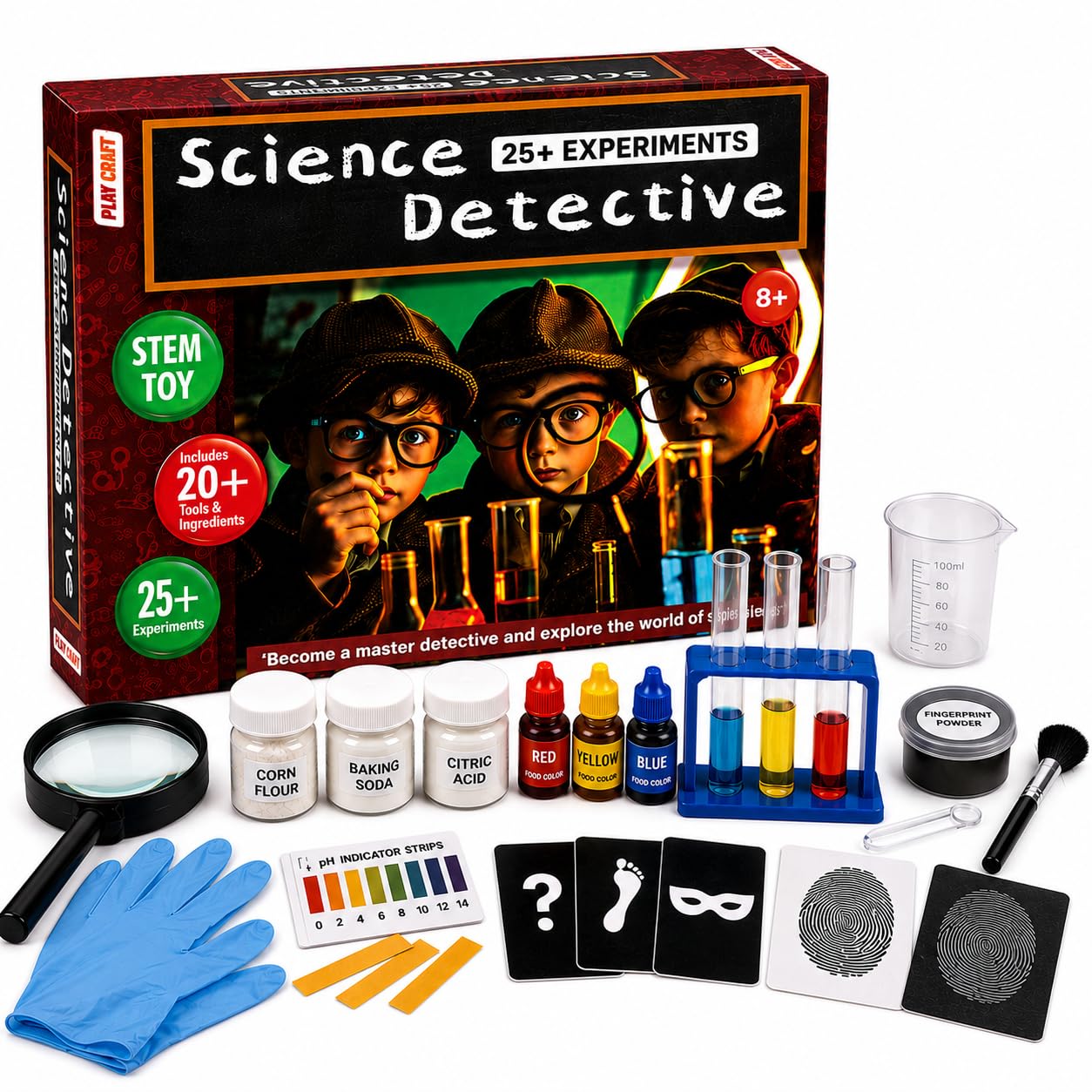 Fun Nation Science Detective Kit 25+ Experiments | STEM Science Experiment Kit for Kids Ages 8-12 | Educational Chemistry & Forensic Lab Toy | Birthday Gift & Return Gift