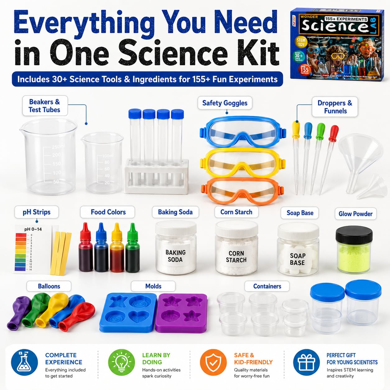 Fun Nation Science Experiment Kit for Kids, 155+ Experiments STEM Toy, Toys for Boys & Girls 7-14 Years, Birthday Gift for Kids, Educational Learning Kit, Gift for Girls 8-10 & 12-14 Years