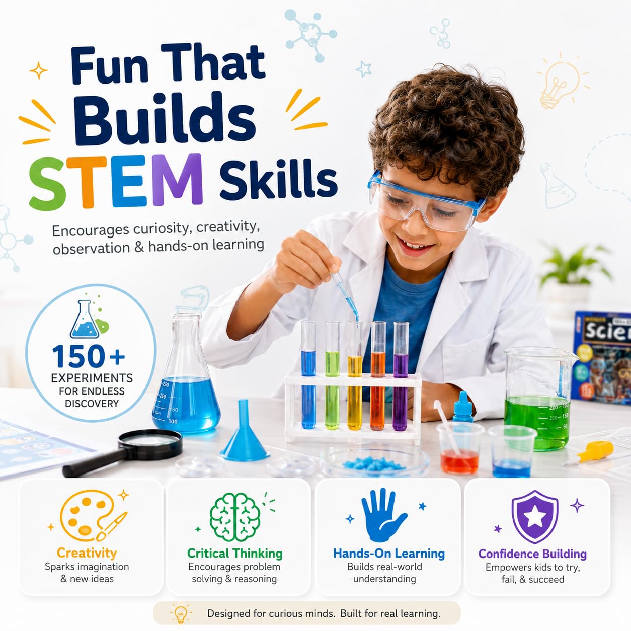Fun Nation Science Experiment Kit for Kids, 155+ Experiments STEM Toy, Toys for Boys & Girls 7-14 Years, Birthday Gift for Kids, Educational Learning Kit, Gift for Girls 8-10 & 12-14 Years