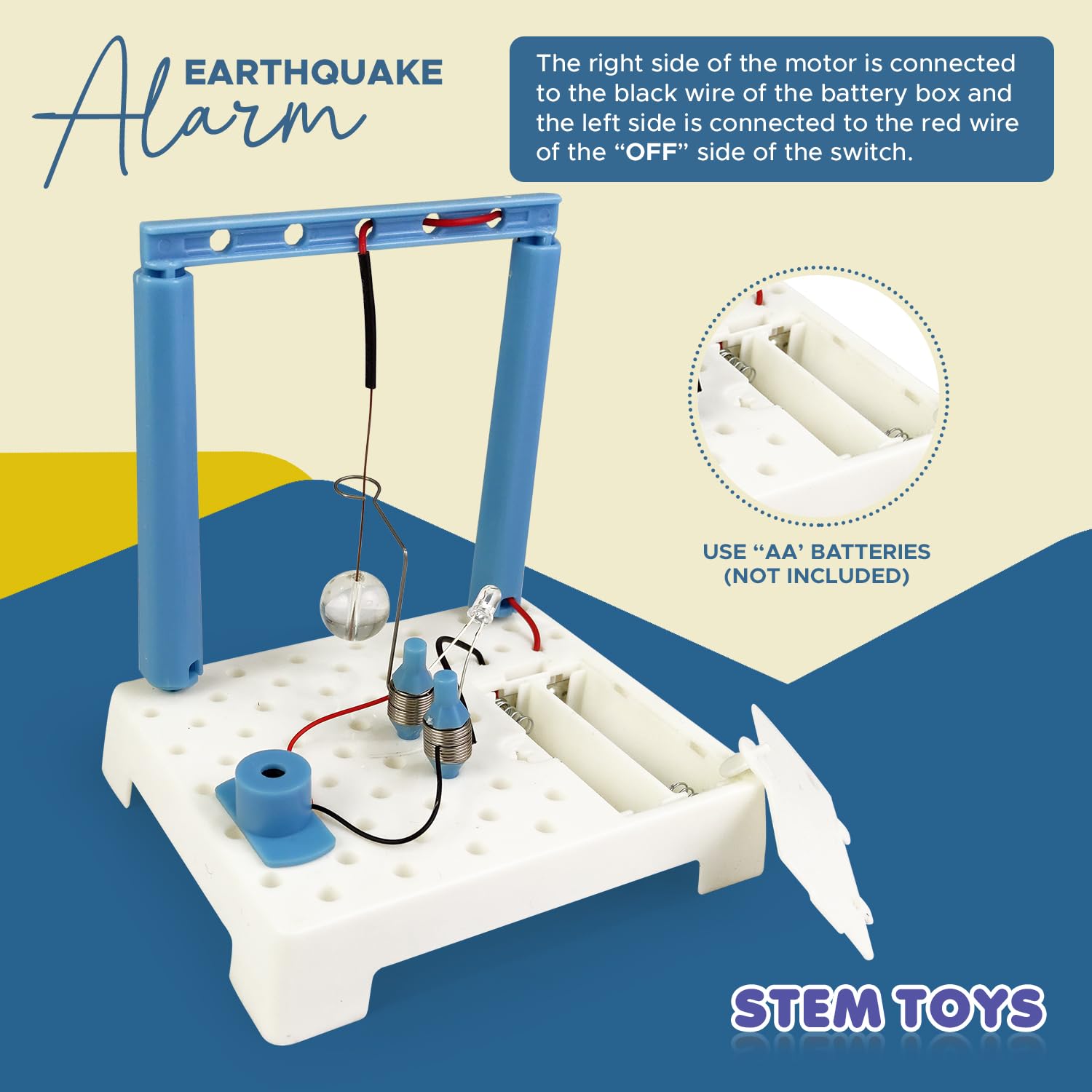 FUN NATION DIY Earthquake Alarm STEM Toy Kit for Kids, Electric Science Project Learning Toy Sensor Based Educational Experiment Kit, Robotics Circuit Model Birthday Gift for Boys Girls 8+ Years - Fun Nation