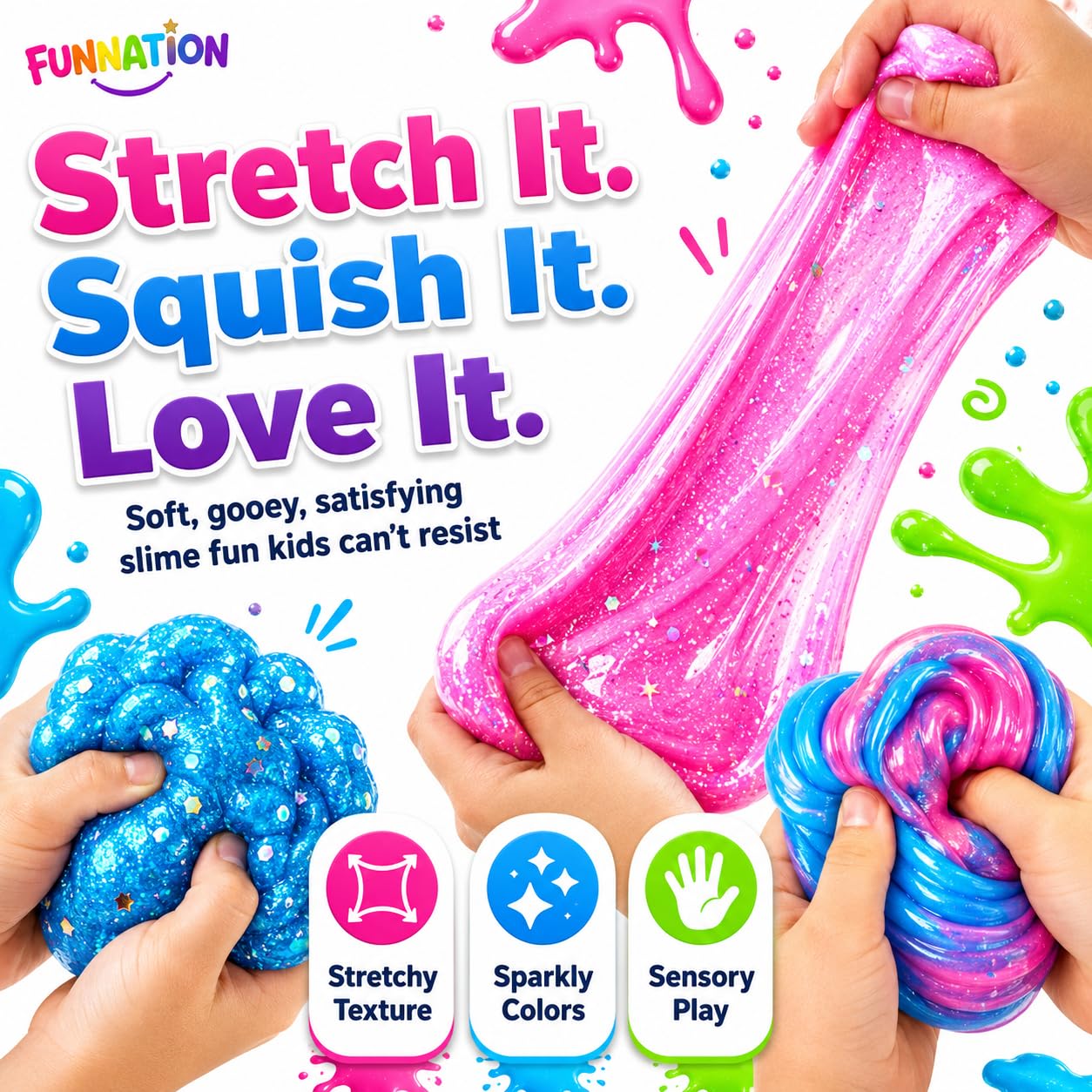 FUN NATION Slime Making Kit | Slime for Kids 3 to 10 Years | DIY & Science Experiment Kit | 20+ Glitter, Fluffy & Colorful Slimes | STEM Educational Craft Activity | Birthday Gift for Boys & Girls