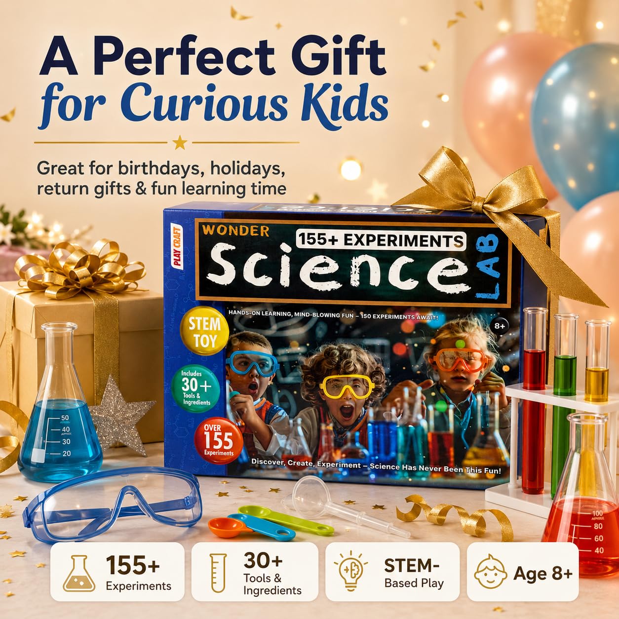 Fun Nation Science Experiment Kit for Kids, 155+ Experiments STEM Toy, Toys for Boys & Girls 7-14 Years, Birthday Gift for Kids, Educational Learning Kit, Gift for Girls 8-10 & 12-14 Years