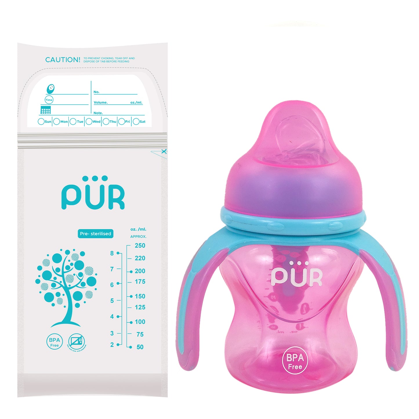 PUR Multi Grasp Baby Sipper Bottle, Bottle for Baby (Pink)