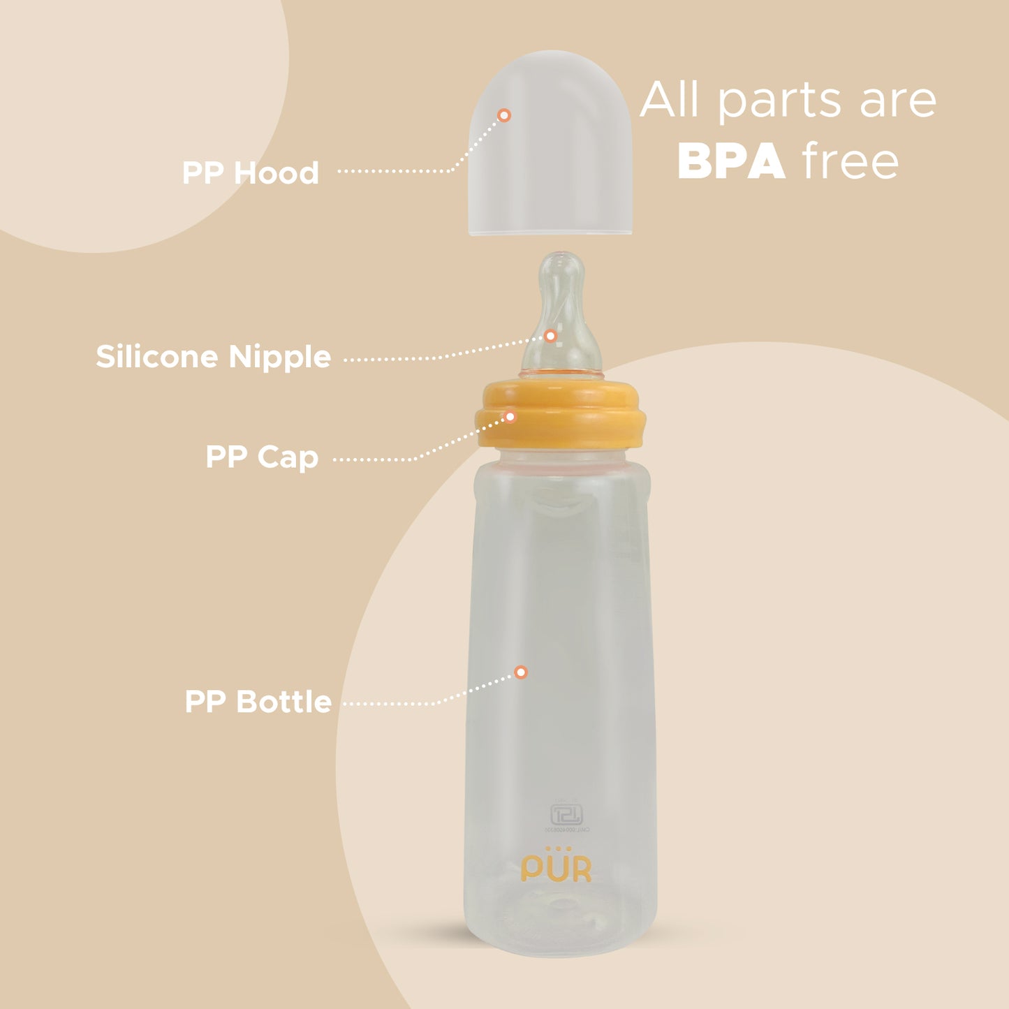 PUR 9027 Eco Feeding Bottle: BPA-Free, Ergonomic Design (Choose Any Color)