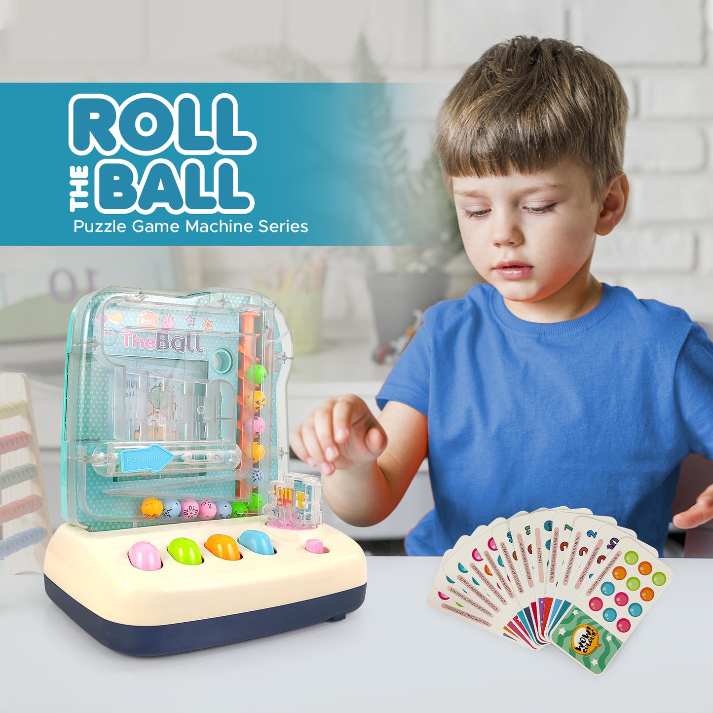 NHR Roll The Ball Early Learning &amp; Educational Toy for Kids with 12 Puzzle Cards &amp; 12 Balls | Sensory Toy | Gift for Boys &amp; Girls (Rolling Ball Game)