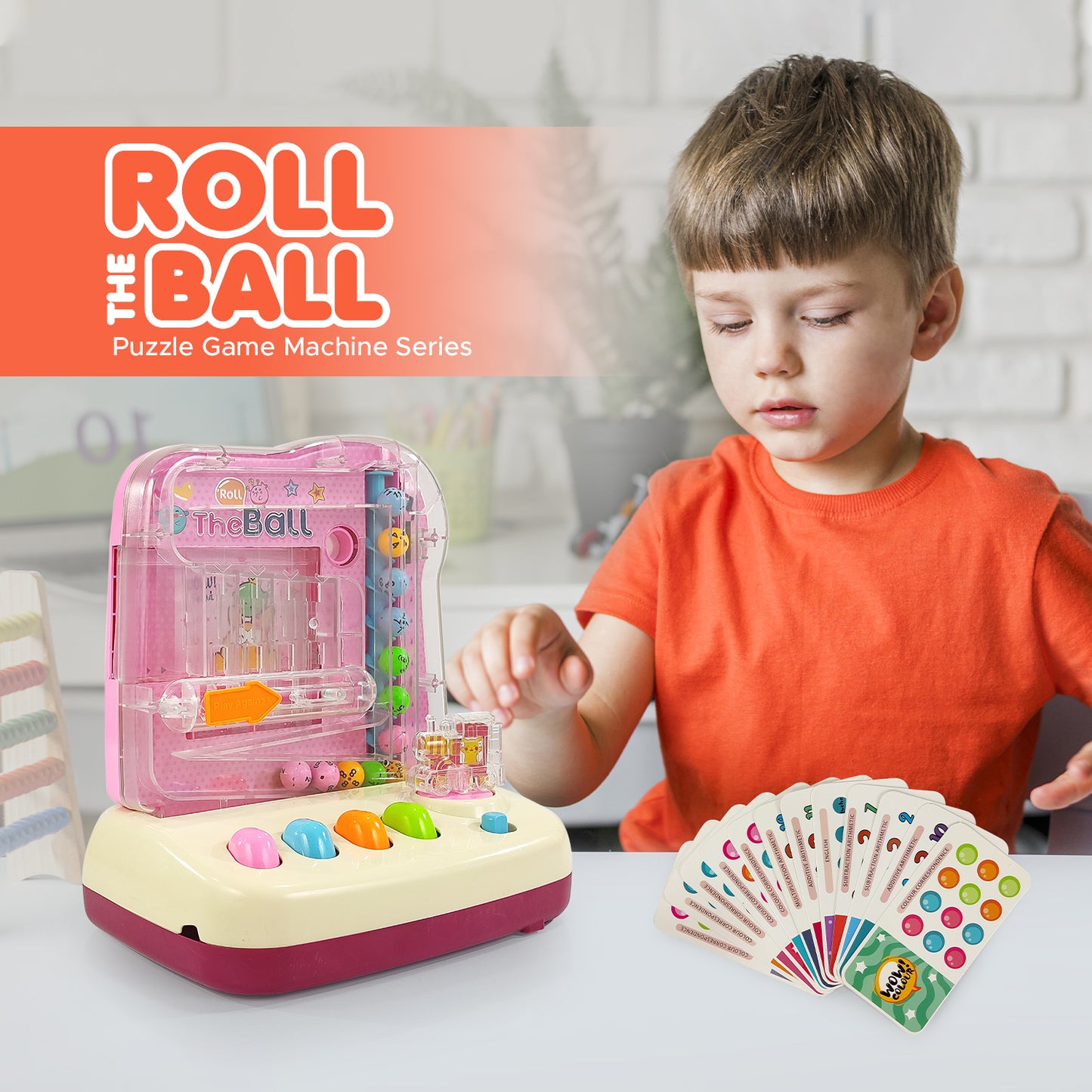 NHR Roll The Ball Early Learning &amp; Educational Toy for Kids with 12 Puzzle Cards &amp; 12 Balls | Sensory Toy | Gift for Boys &amp; Girls (Rolling Ball Game)