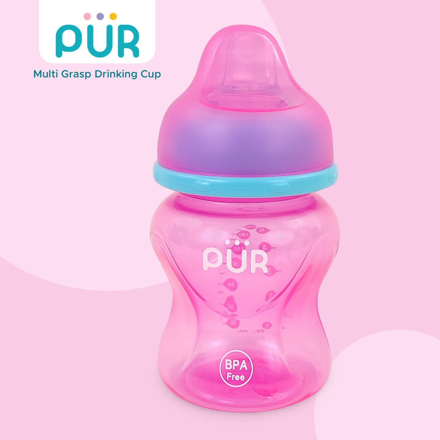 PUR Multi Grasp Baby Sipper Bottle, Bottle for Baby (Pink)