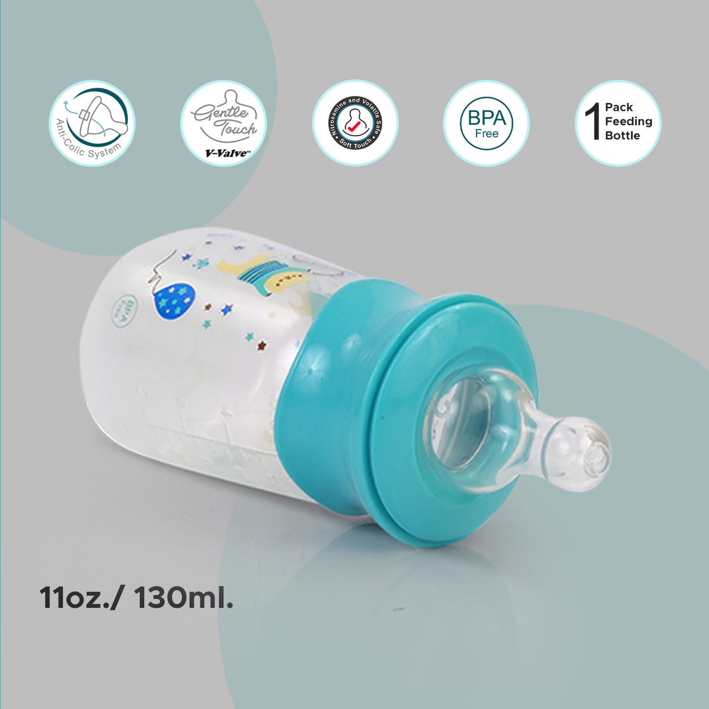 PUR 1104 Baby Feed Bottle (5oz./ 130ml, Choose Any Color)